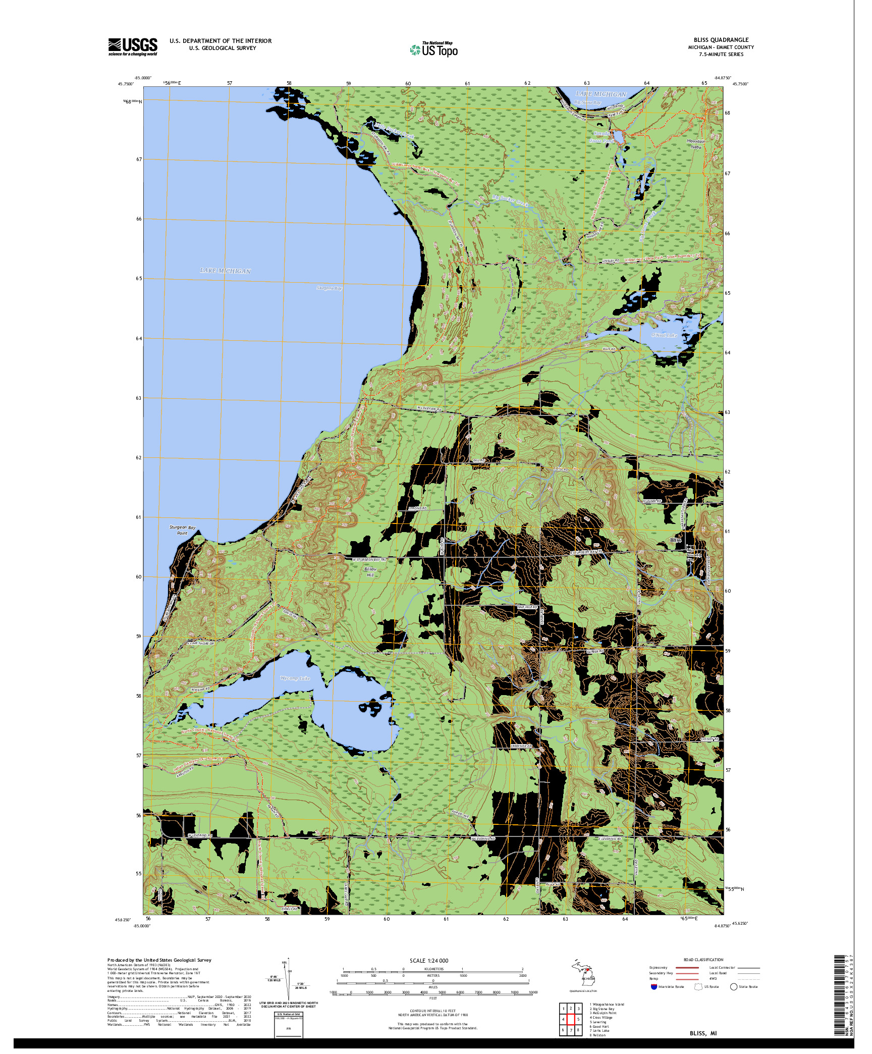 US TOPO 7.5-MINUTE MAP FOR BLISS, MI