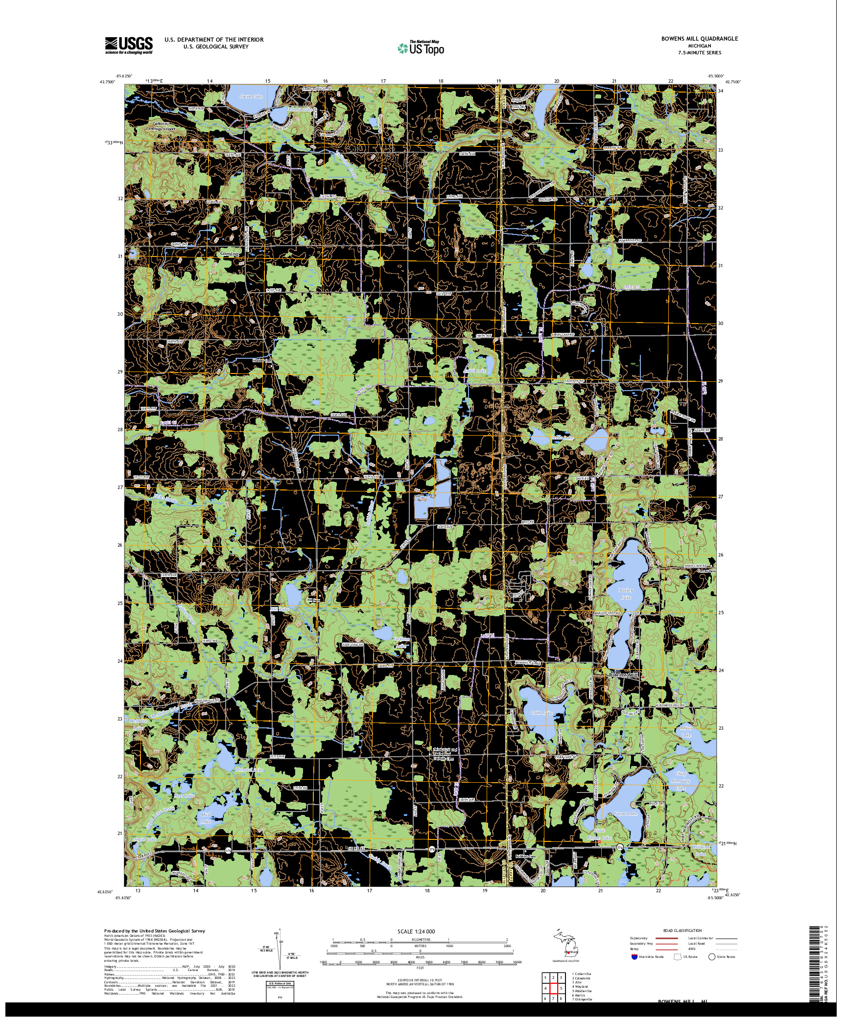 US TOPO 7.5-MINUTE MAP FOR BOWENS MILL, MI