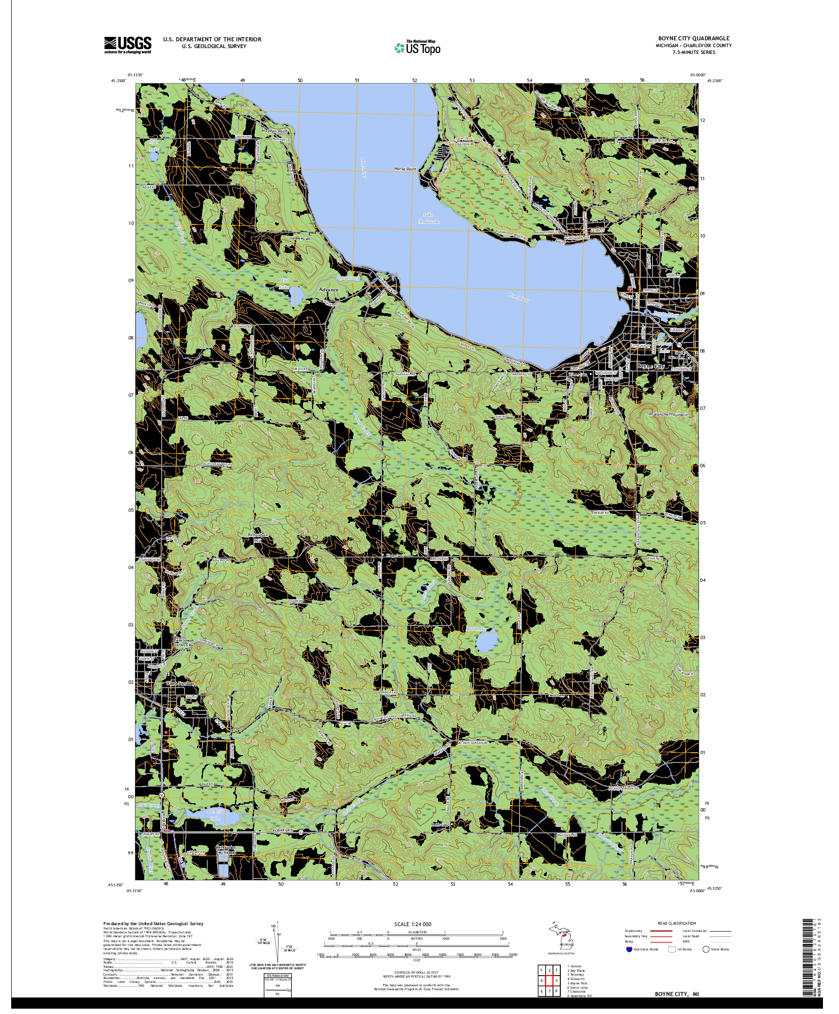 US TOPO 7.5-MINUTE MAP FOR BOYNE CITY, MI