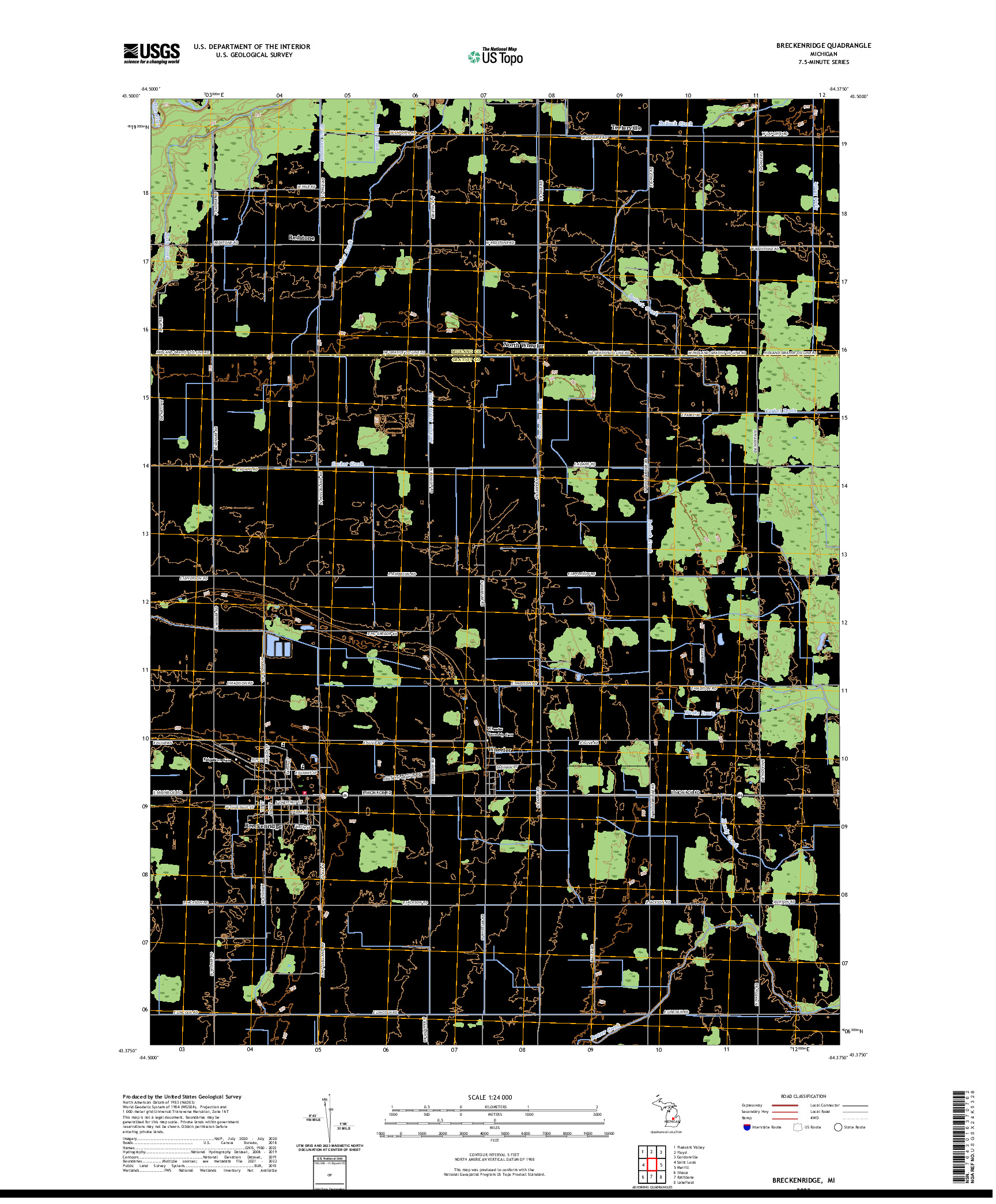 US TOPO 7.5-MINUTE MAP FOR BRECKENRIDGE, MI