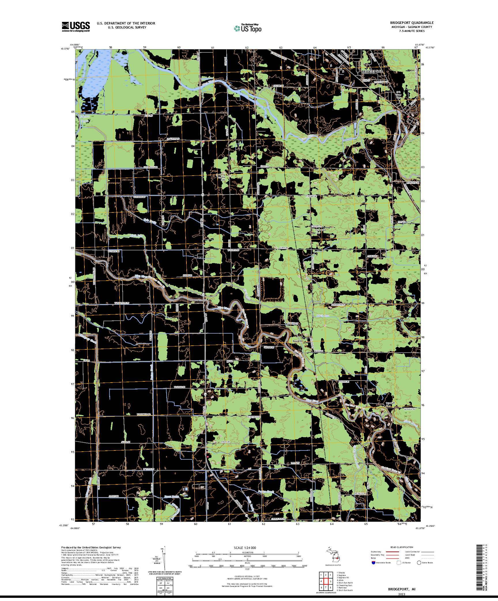 US TOPO 7.5-MINUTE MAP FOR BRIDGEPORT, MI