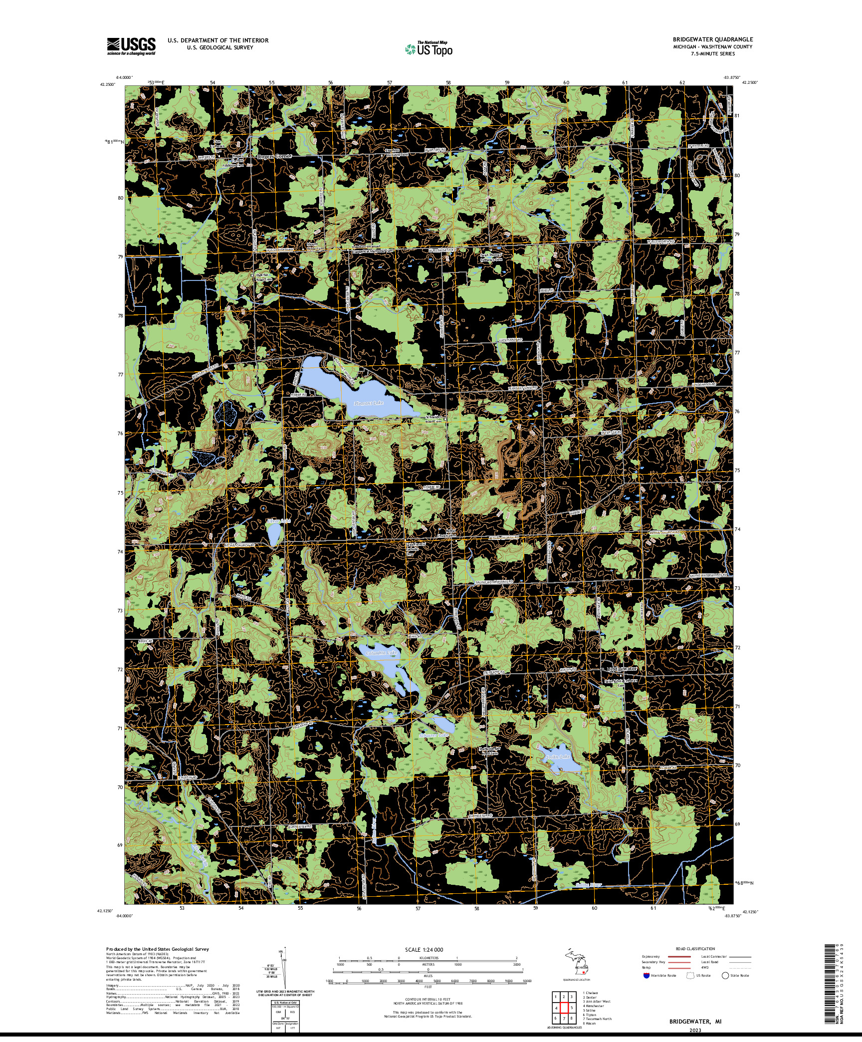 US TOPO 7.5-MINUTE MAP FOR BRIDGEWATER, MI