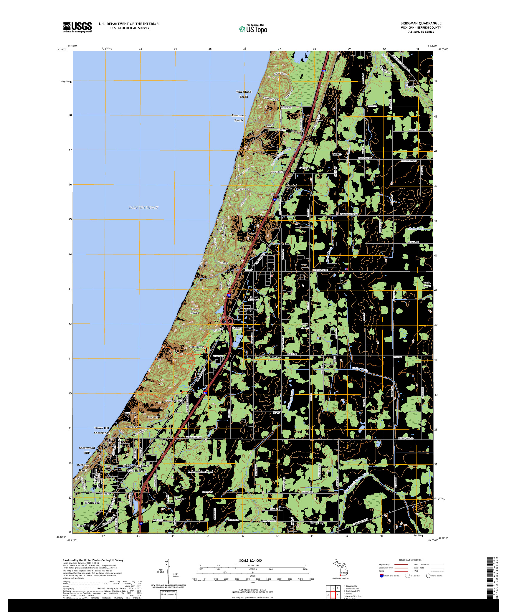 US TOPO 7.5-MINUTE MAP FOR BRIDGMAN, MI