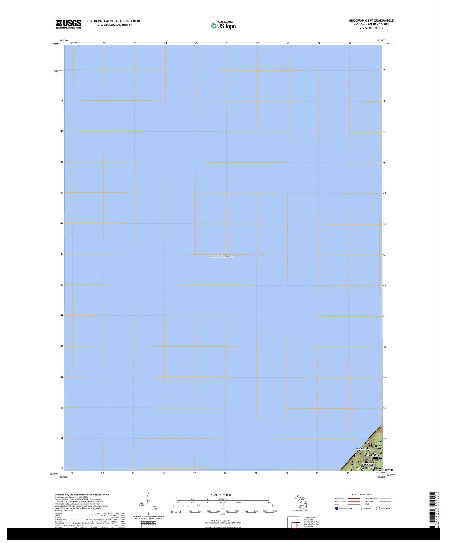 US TOPO 7.5-MINUTE MAP FOR BRIDGMAN OE W, MI