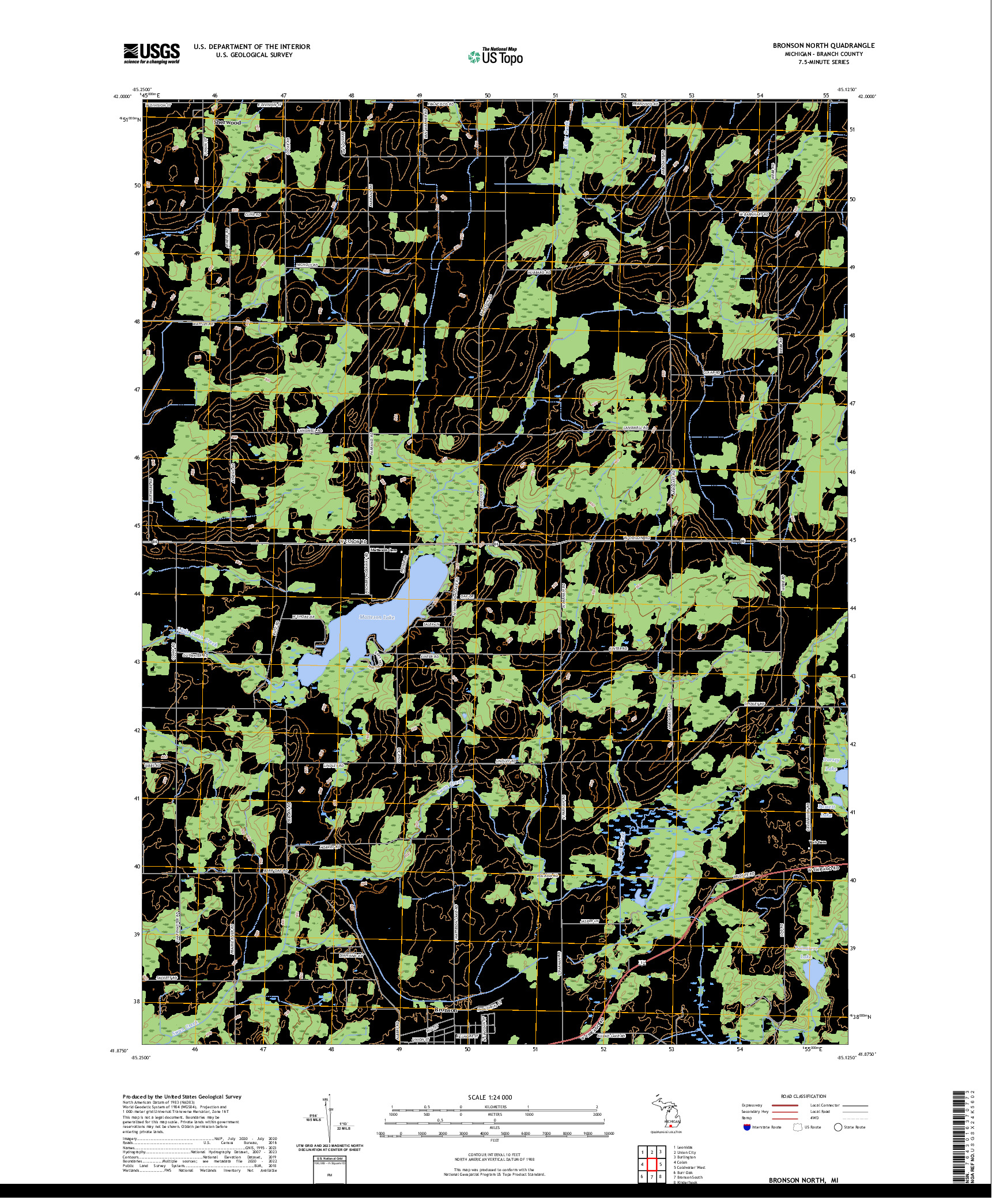 US TOPO 7.5-MINUTE MAP FOR BRONSON NORTH, MI