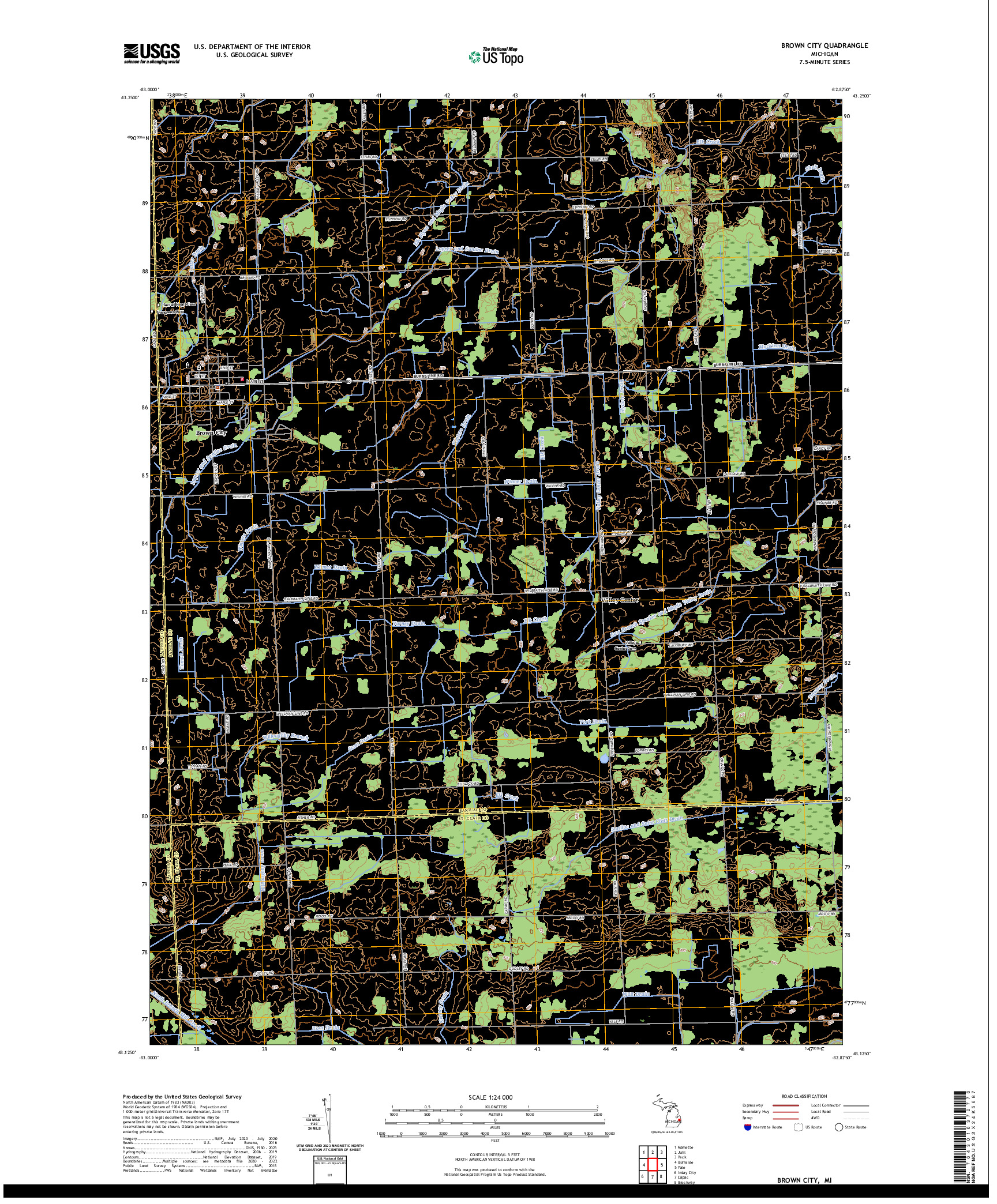 US TOPO 7.5-MINUTE MAP FOR BROWN CITY, MI