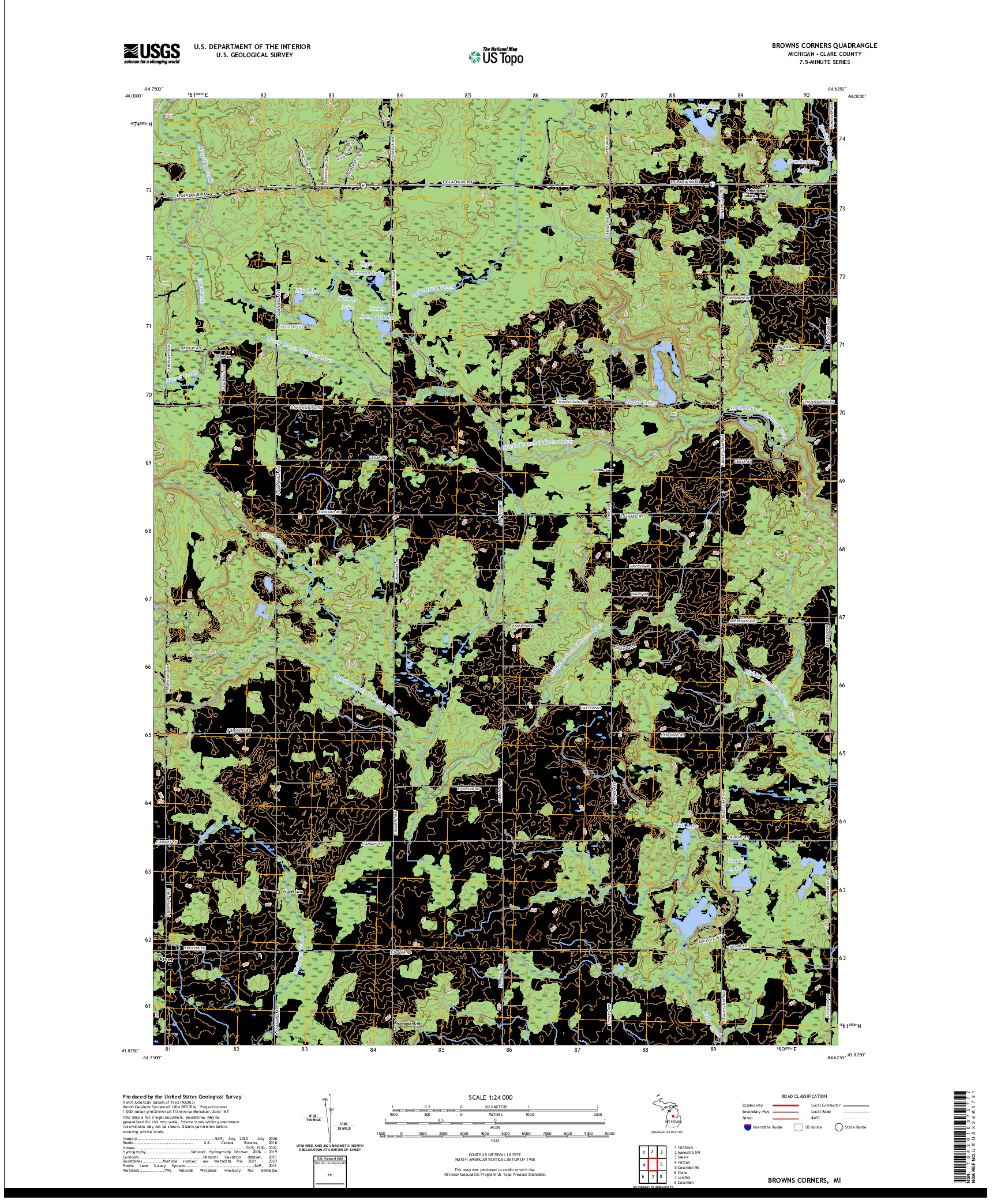 US TOPO 7.5-MINUTE MAP FOR BROWNS CORNERS, MI