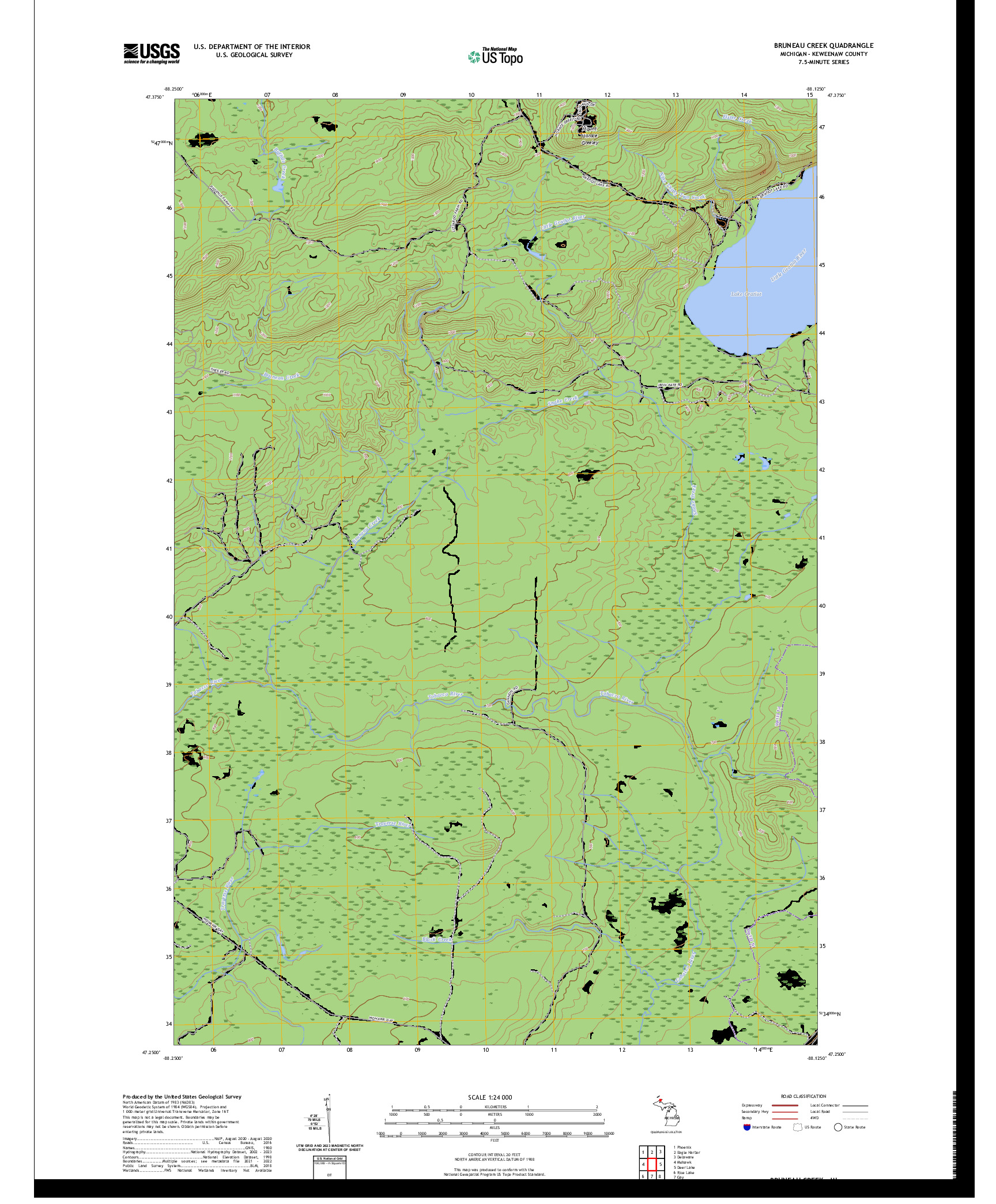 US TOPO 7.5-MINUTE MAP FOR BRUNEAU CREEK, MI