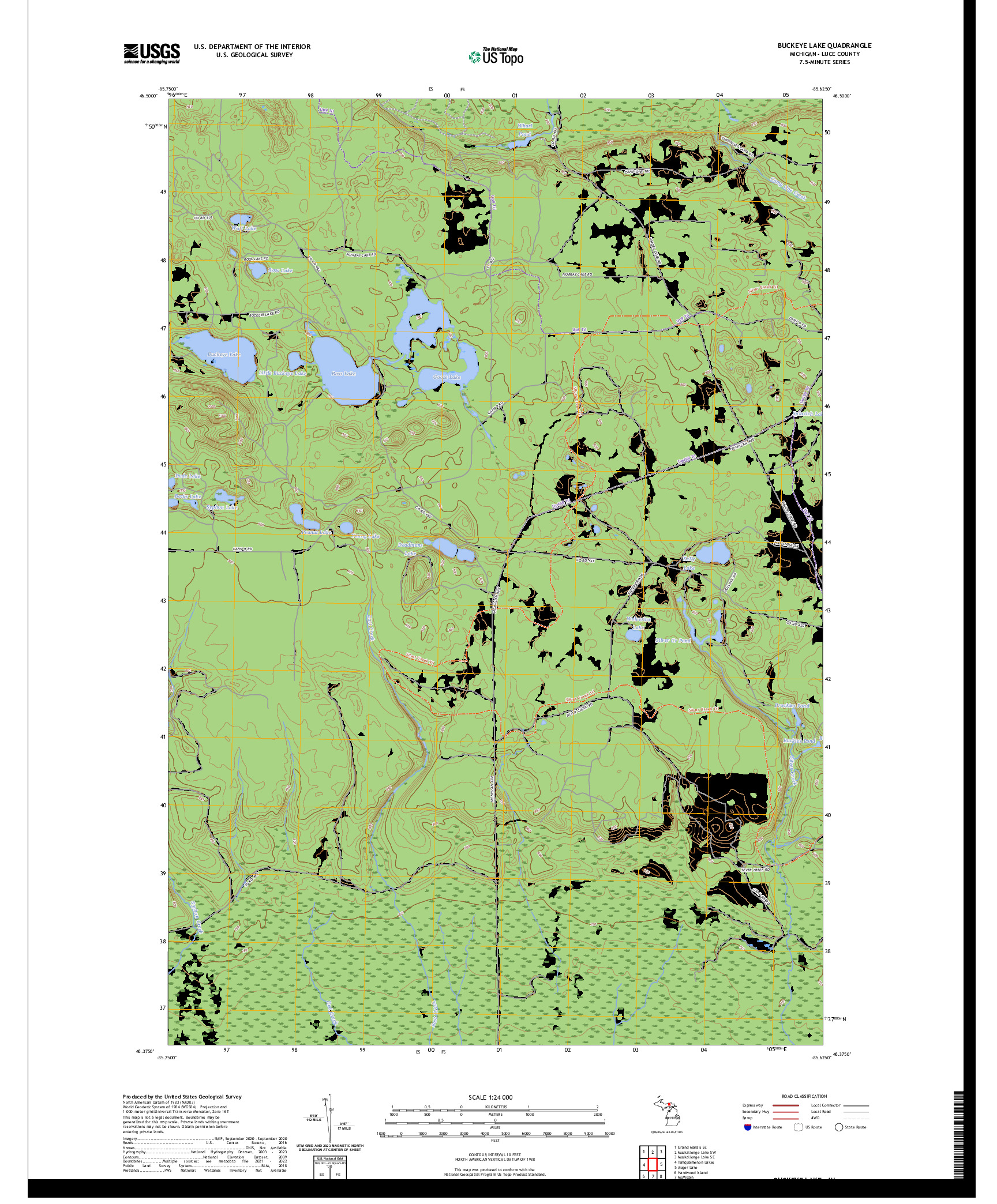 US TOPO 7.5-MINUTE MAP FOR BUCKEYE LAKE, MI