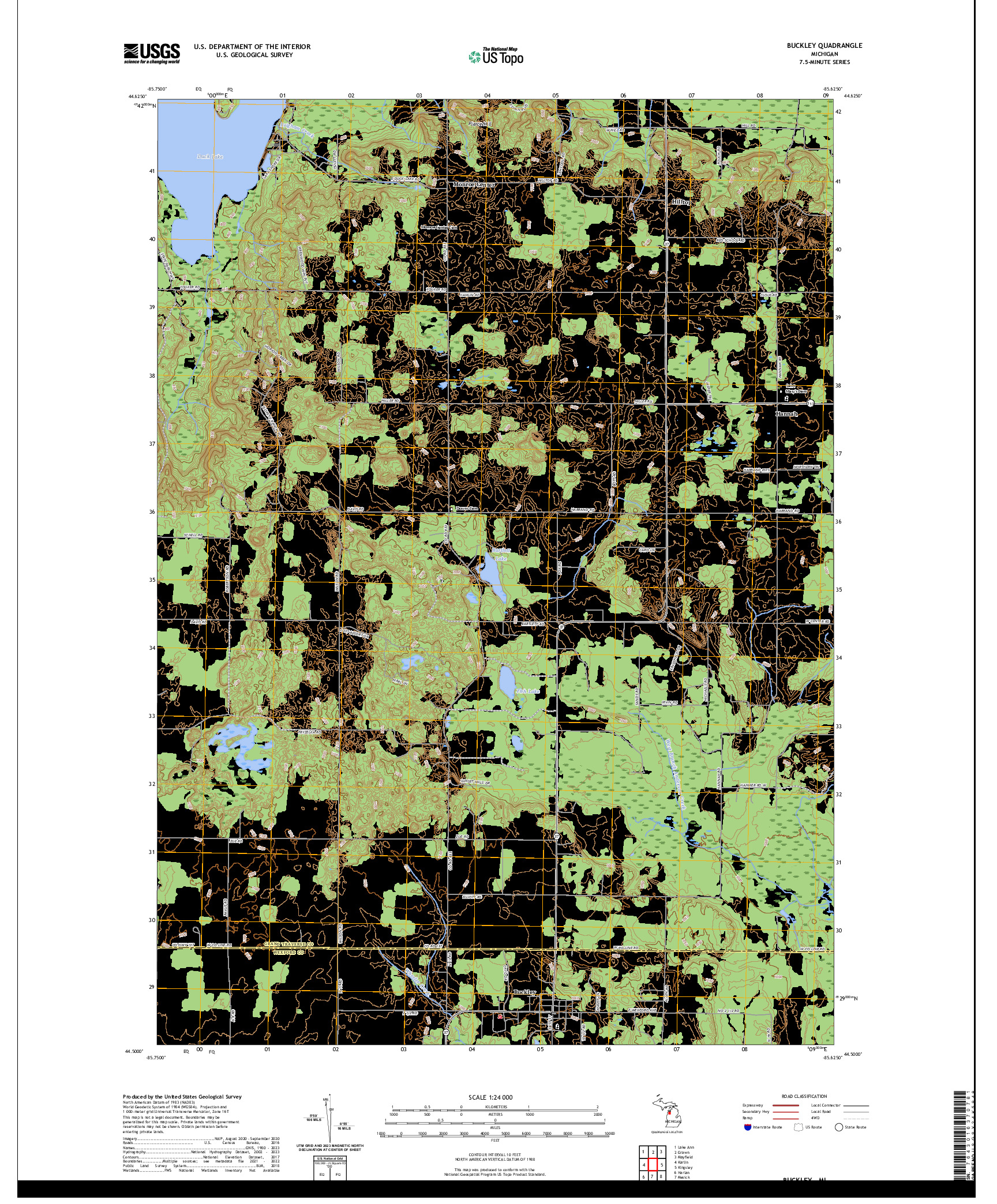 US TOPO 7.5-MINUTE MAP FOR BUCKLEY, MI