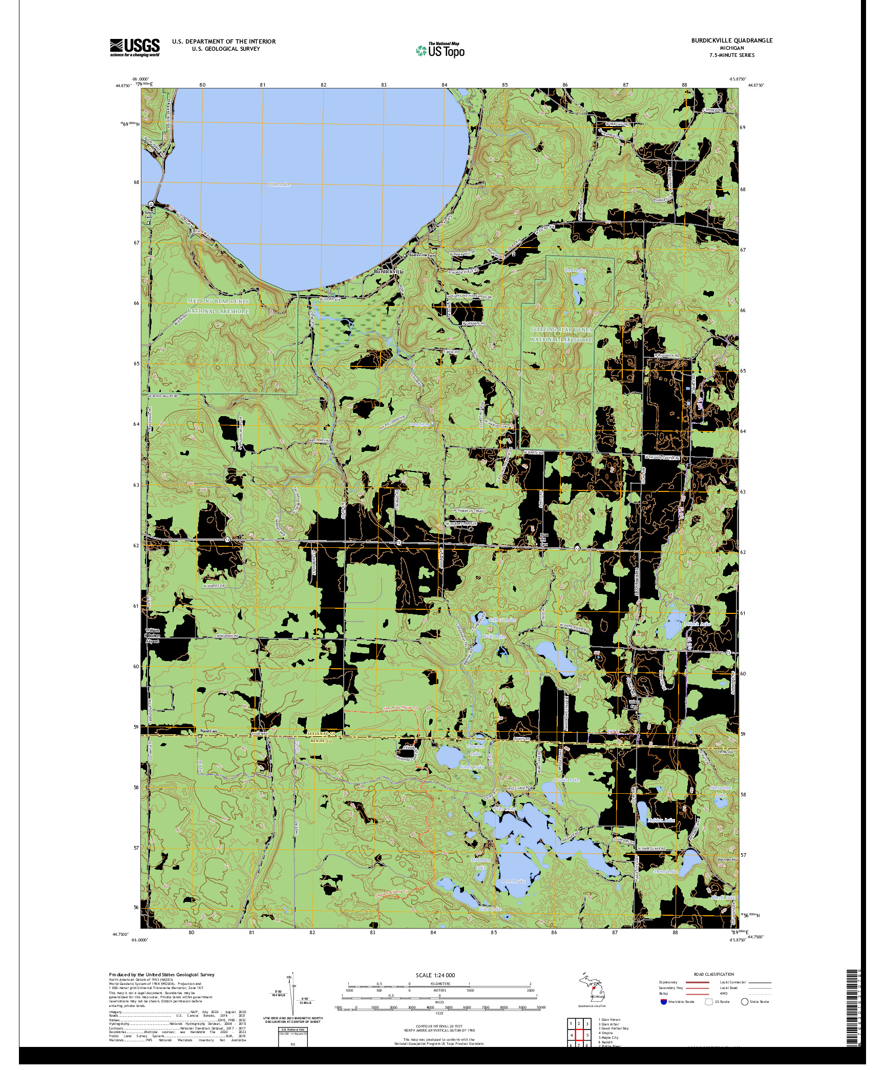 US TOPO 7.5-MINUTE MAP FOR BURDICKVILLE, MI