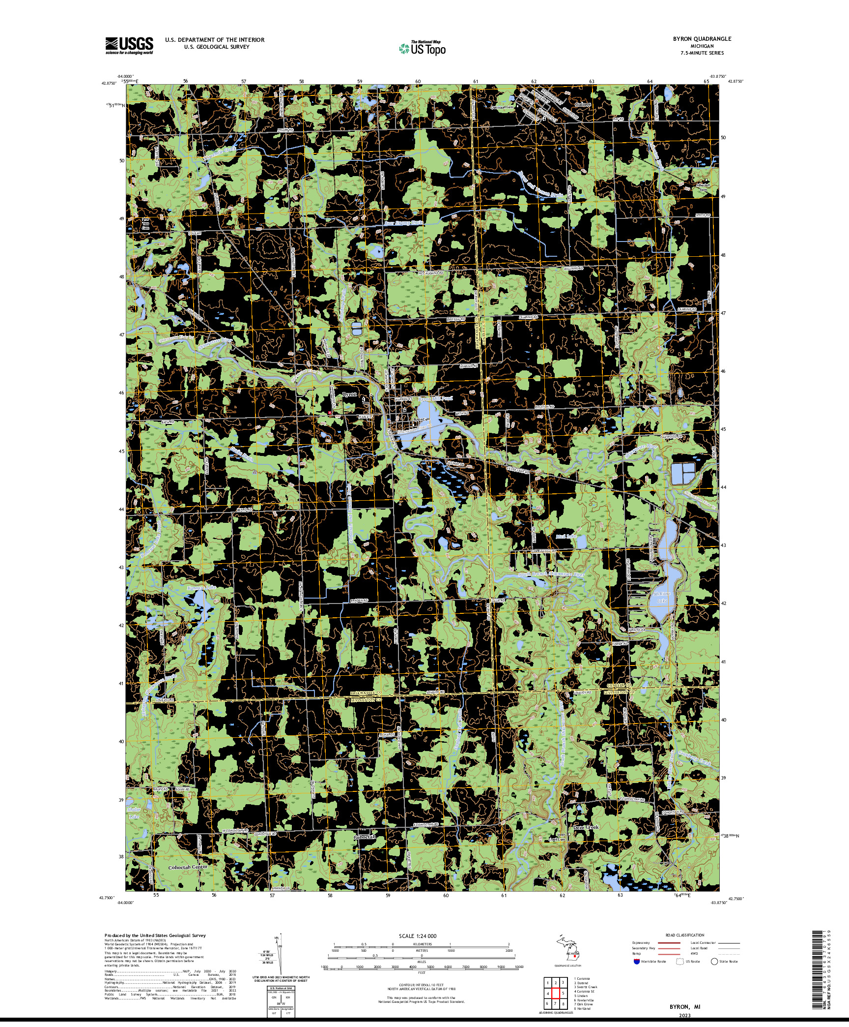 US TOPO 7.5-MINUTE MAP FOR BYRON, MI