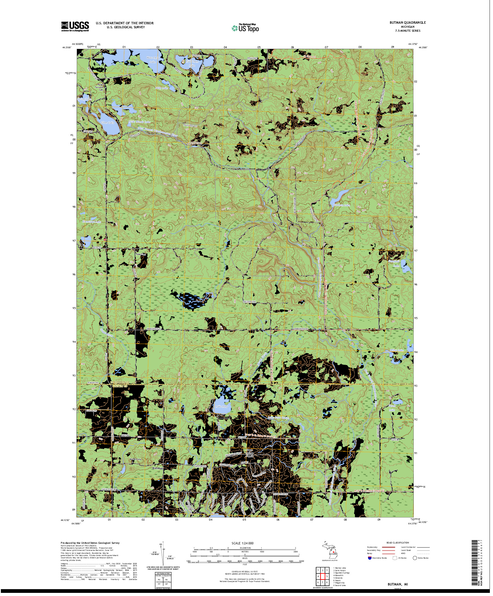 US TOPO 7.5-MINUTE MAP FOR BUTMAN, MI