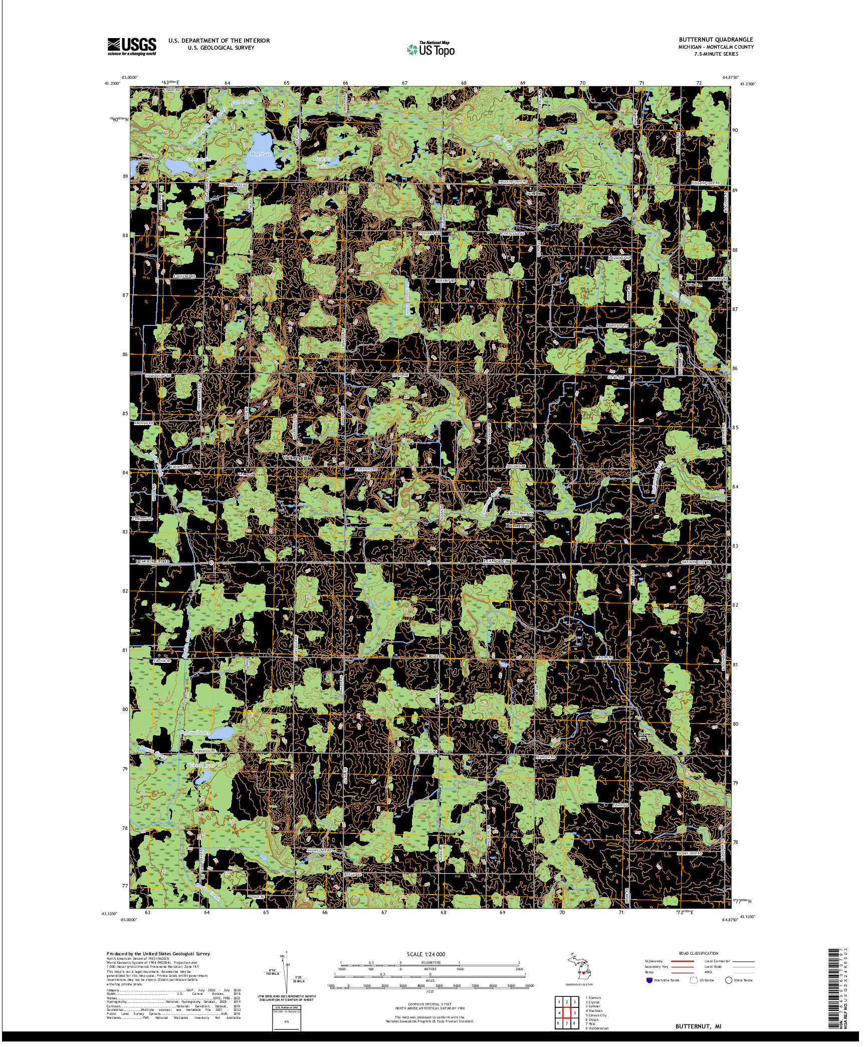 US TOPO 7.5-MINUTE MAP FOR BUTTERNUT, MI