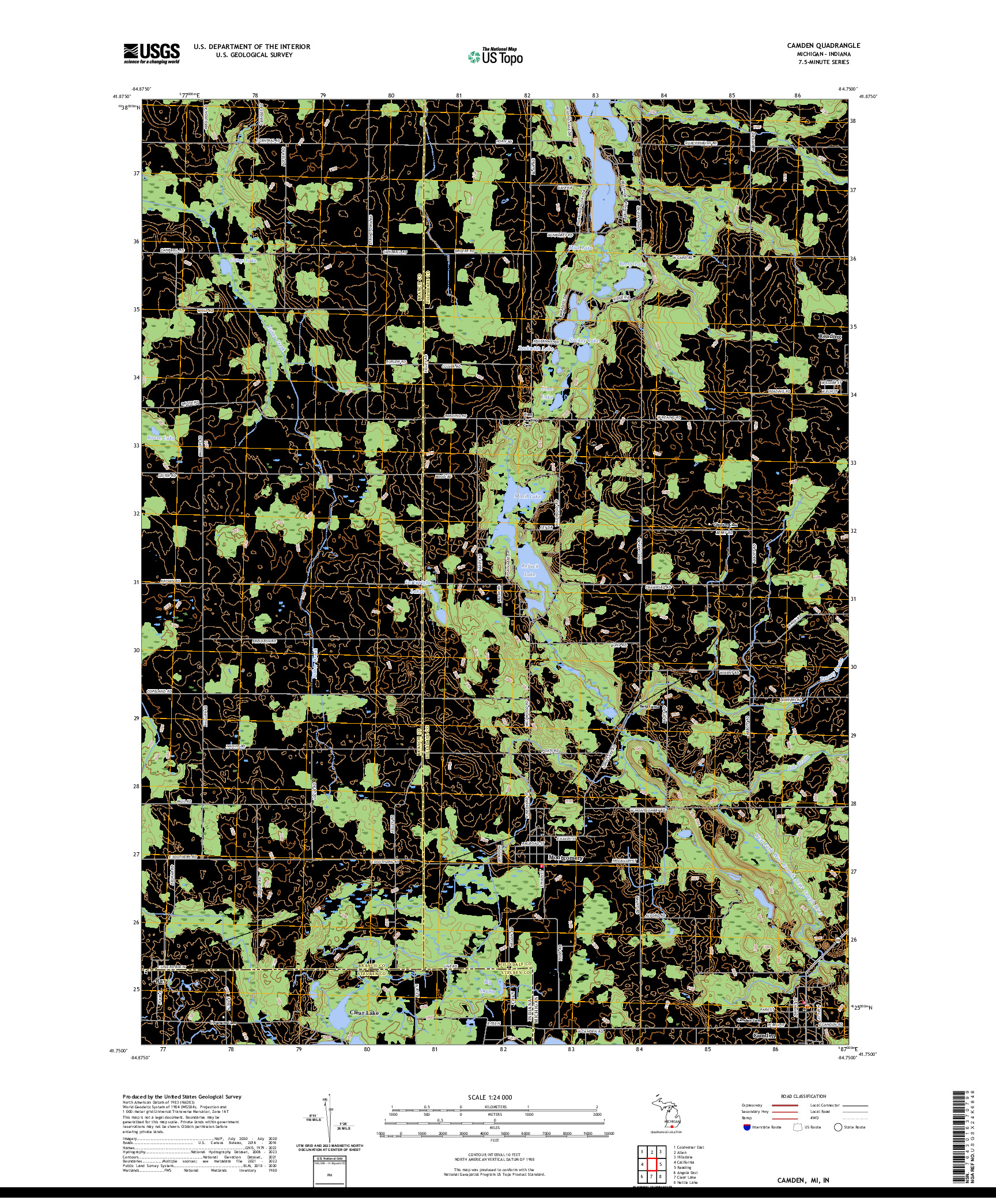 US TOPO 7.5-MINUTE MAP FOR CAMDEN, MI,IN