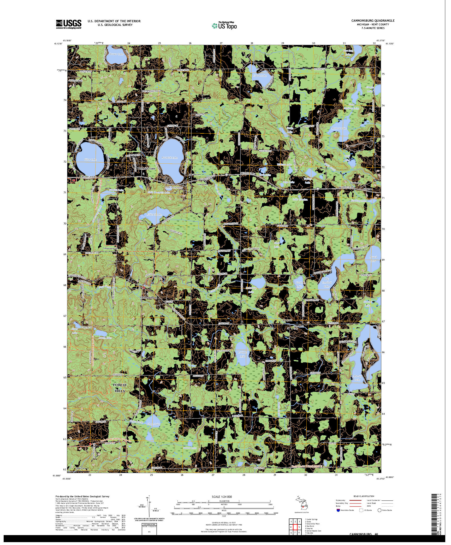 US TOPO 7.5-MINUTE MAP FOR CANNONSBURG, MI