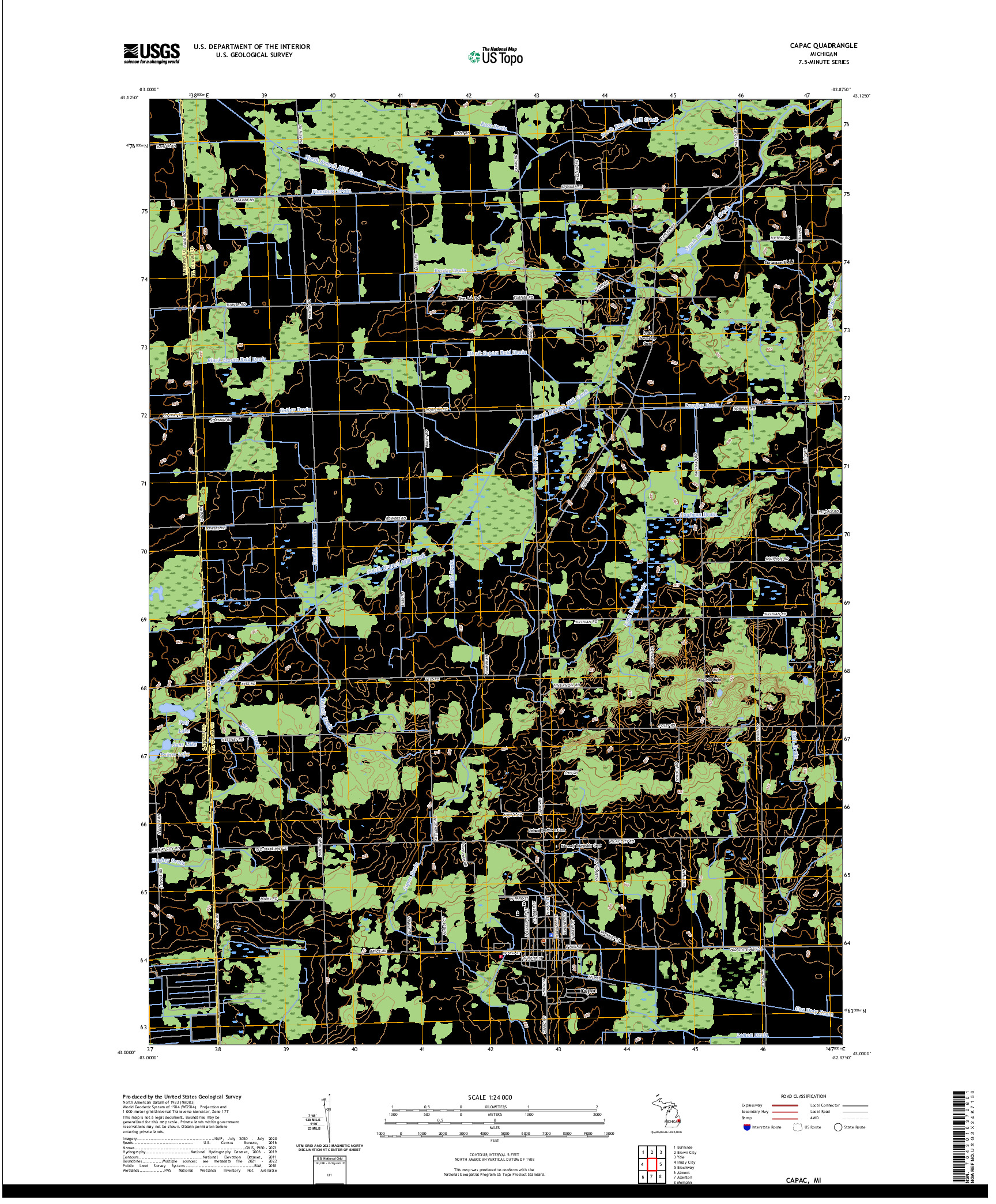 US TOPO 7.5-MINUTE MAP FOR CAPAC, MI