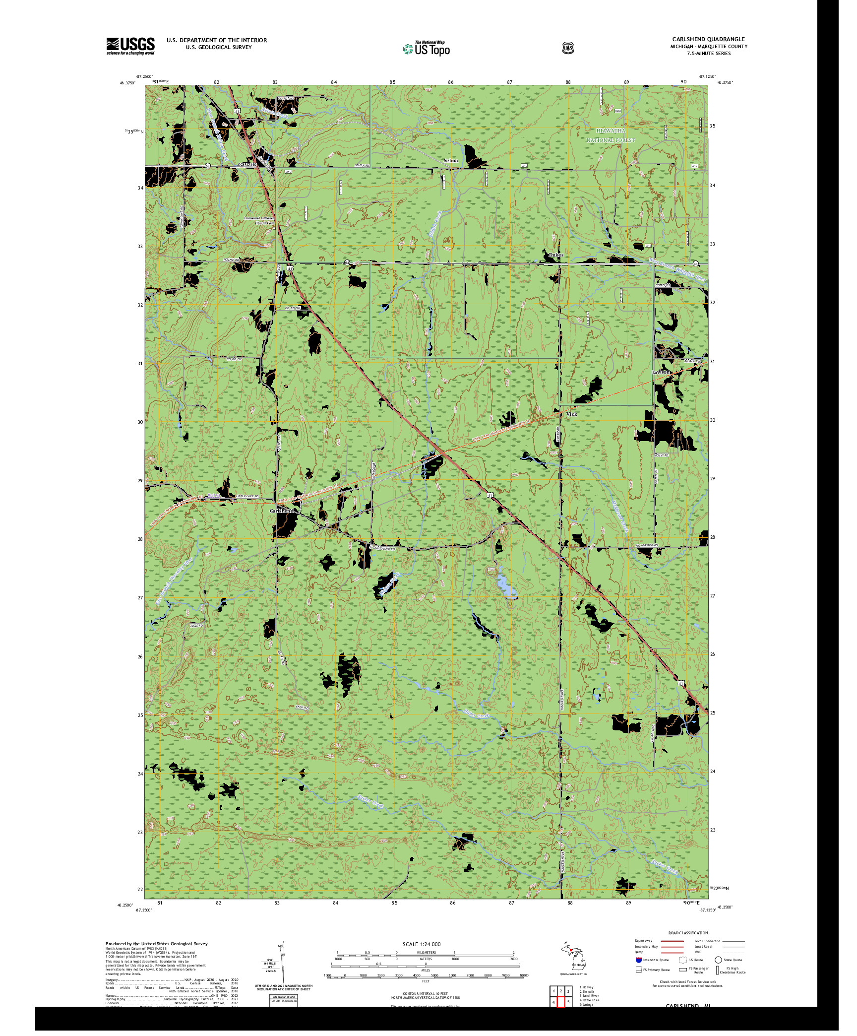 US TOPO 7.5-MINUTE MAP FOR CARLSHEND, MI