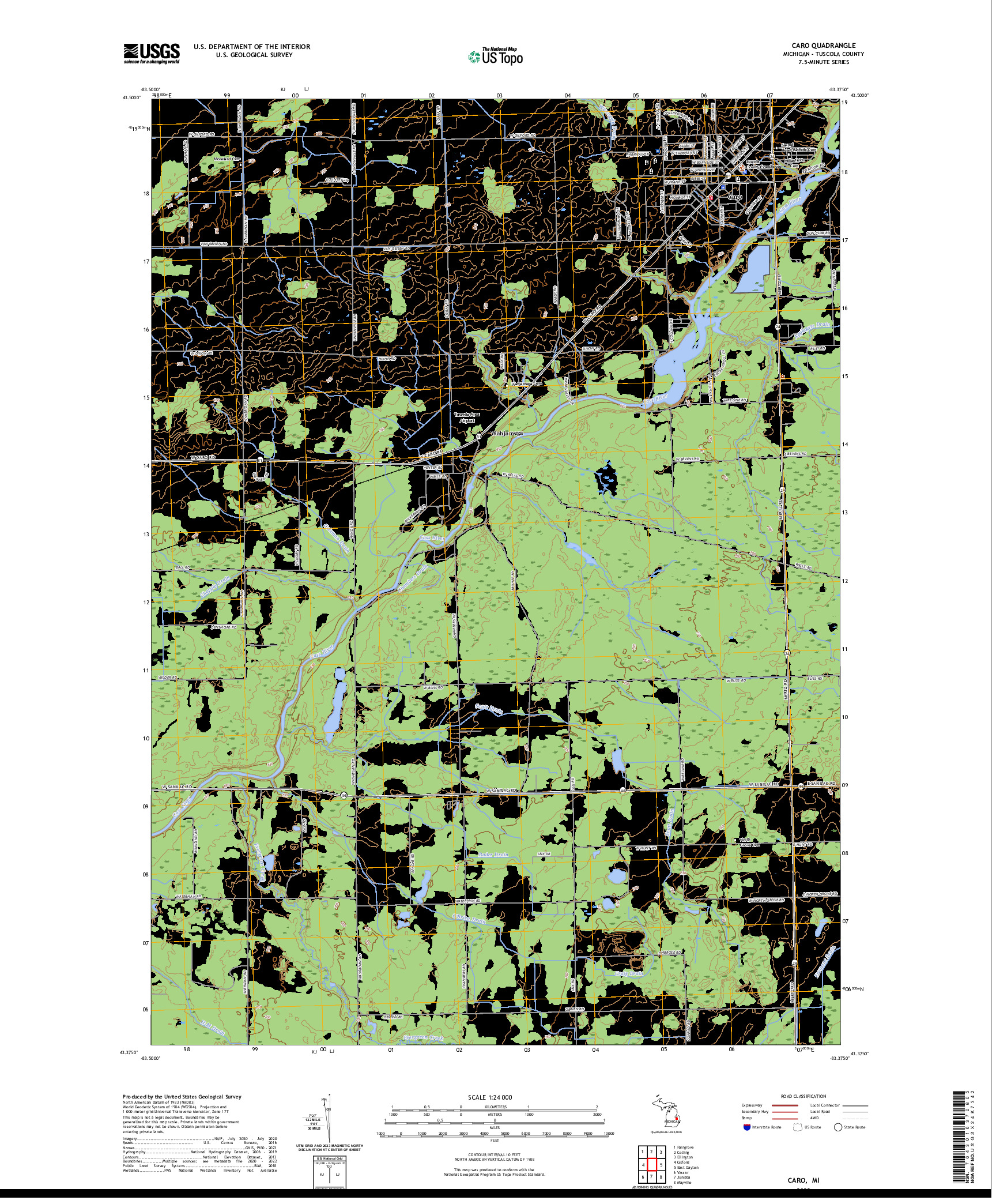 US TOPO 7.5-MINUTE MAP FOR CARO, MI