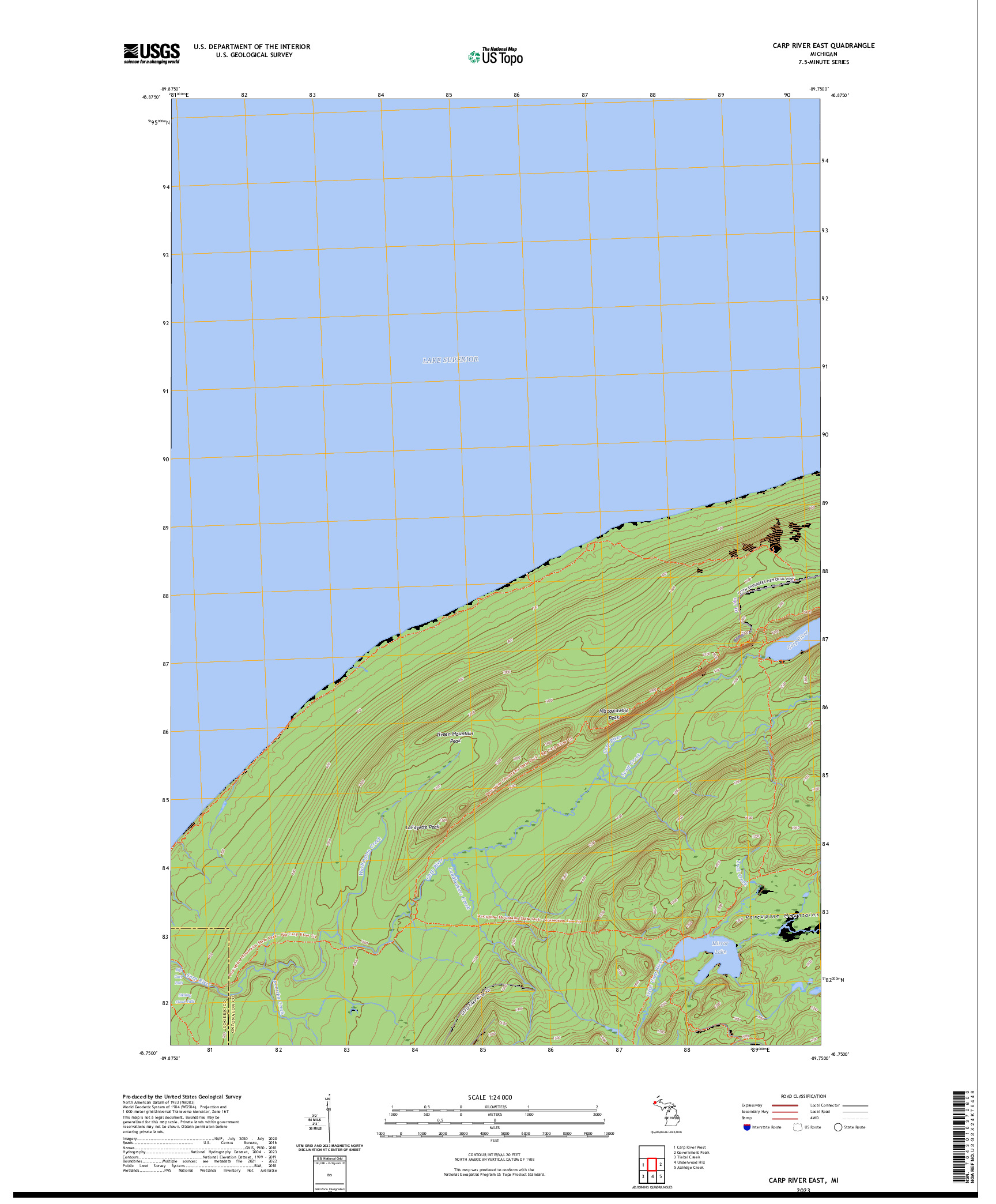 US TOPO 7.5-MINUTE MAP FOR CARP RIVER EAST, MI