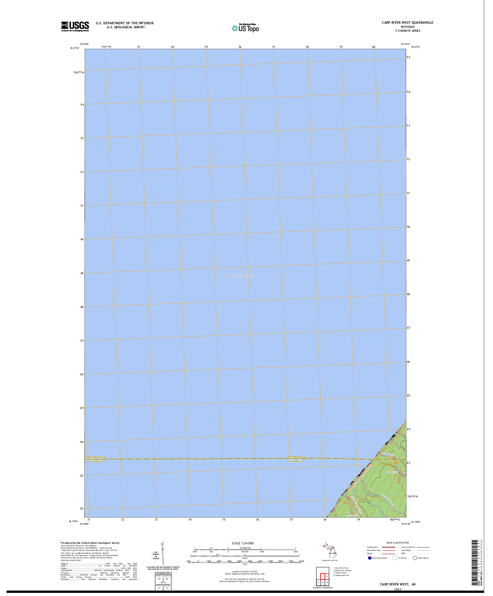 US TOPO 7.5-MINUTE MAP FOR CARP RIVER WEST, MI