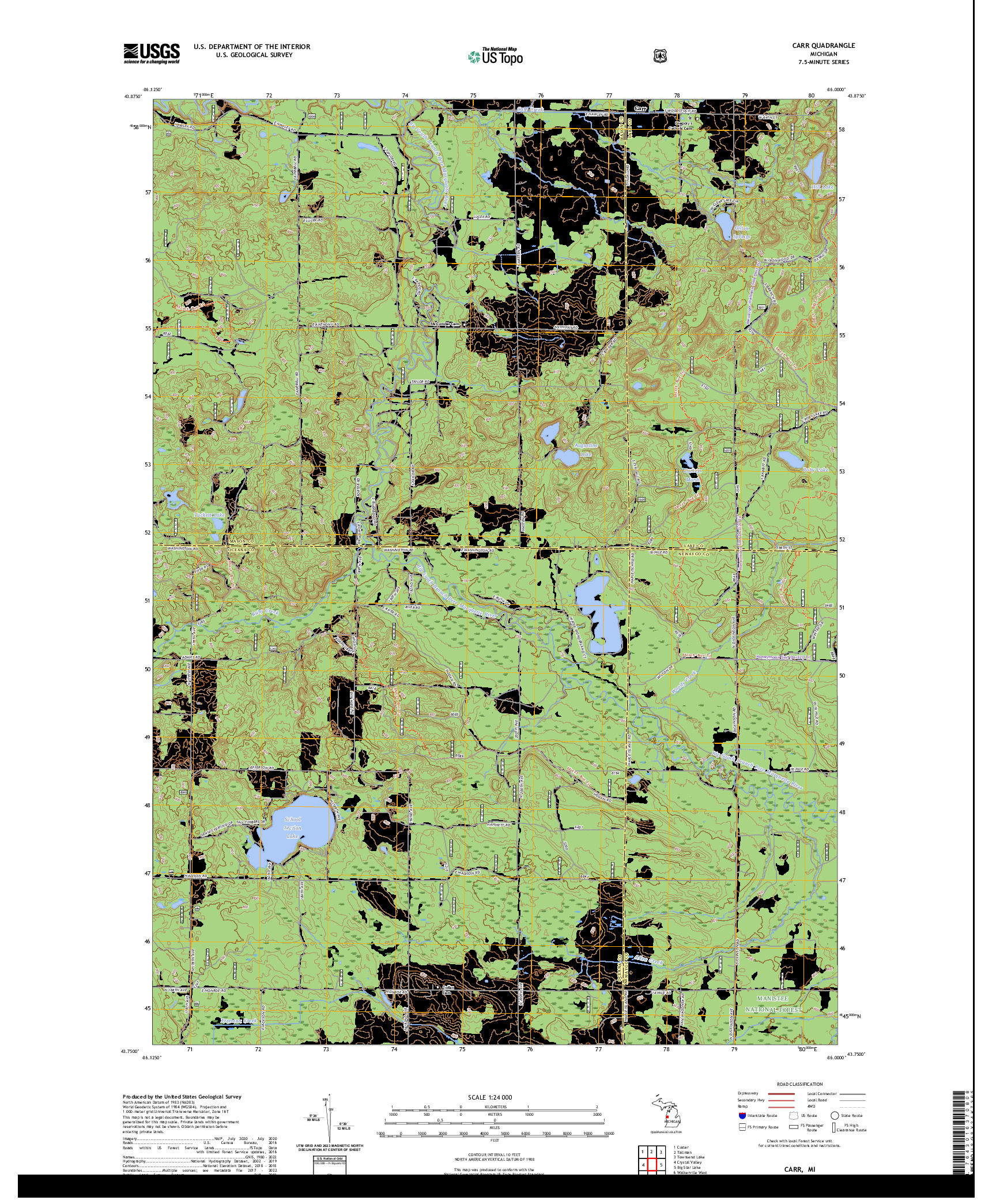 US TOPO 7.5-MINUTE MAP FOR CARR, MI