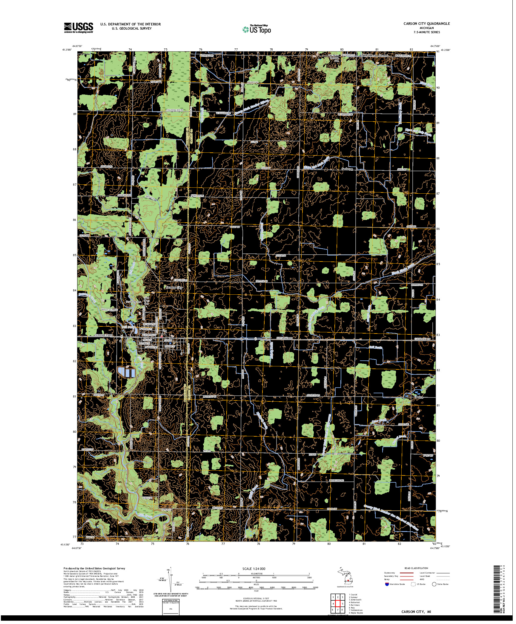 US TOPO 7.5-MINUTE MAP FOR CARSON CITY, MI