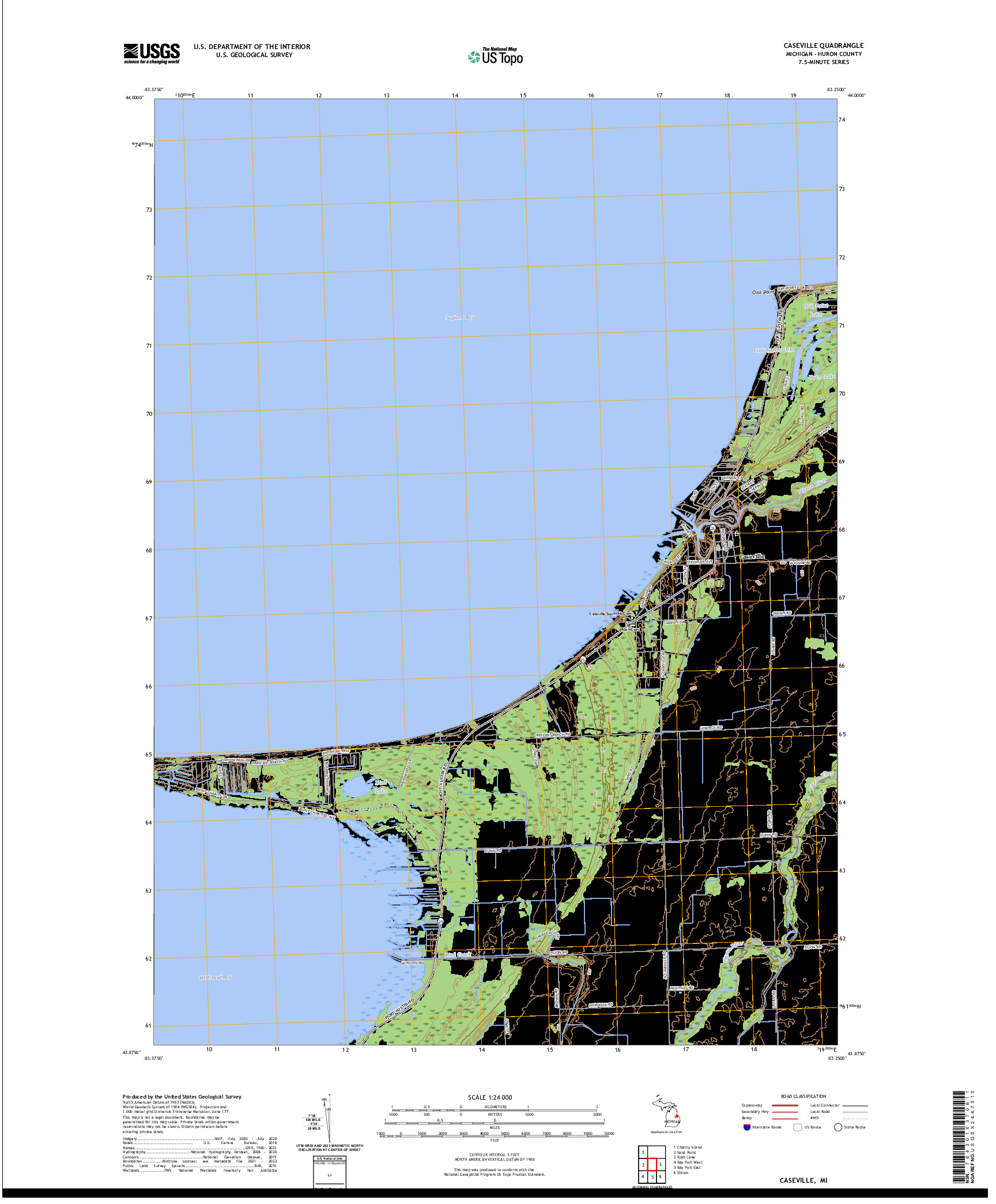 US TOPO 7.5-MINUTE MAP FOR CASEVILLE, MI