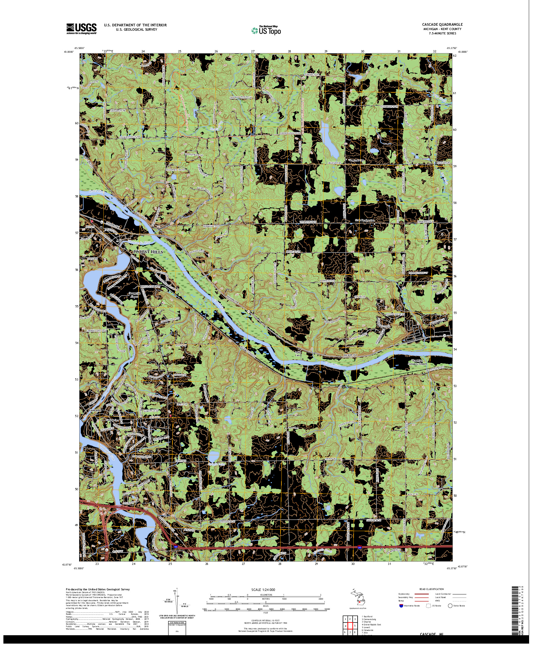 US TOPO 7.5-MINUTE MAP FOR CASCADE, MI