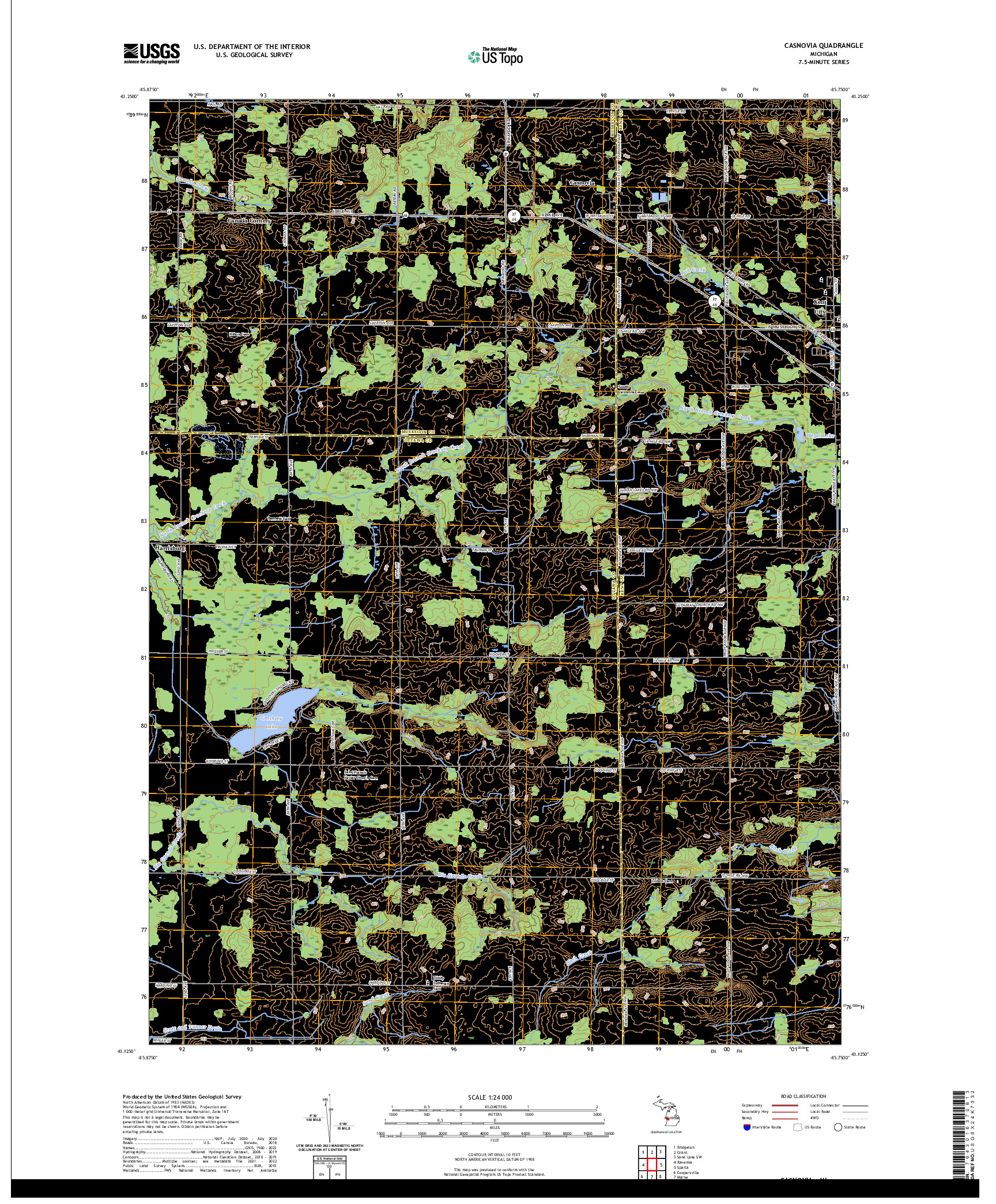 US TOPO 7.5-MINUTE MAP FOR CASNOVIA, MI