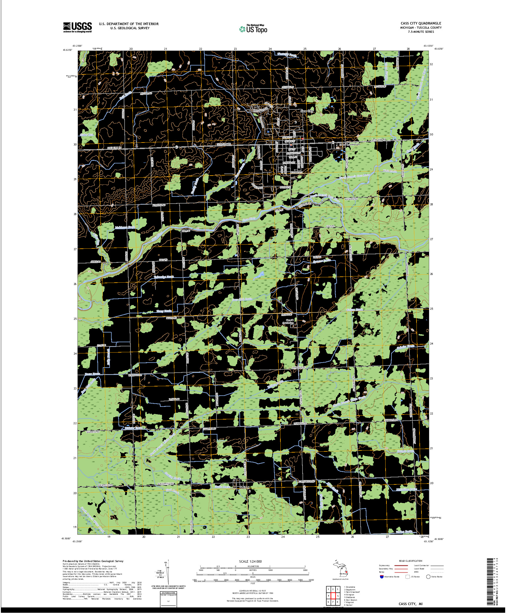 US TOPO 7.5-MINUTE MAP FOR CASS CITY, MI