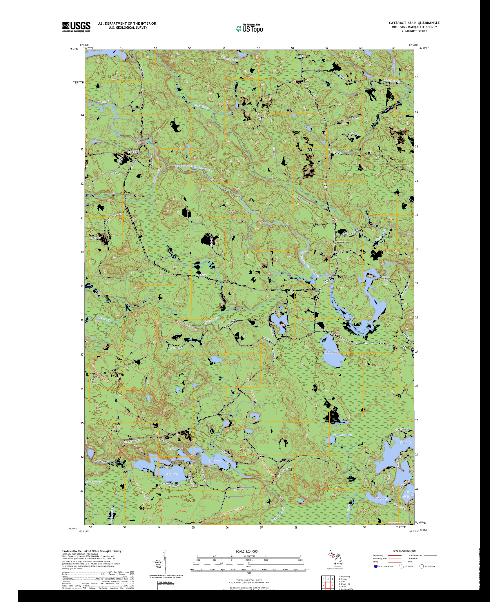 US TOPO 7.5-MINUTE MAP FOR CATARACT BASIN, MI