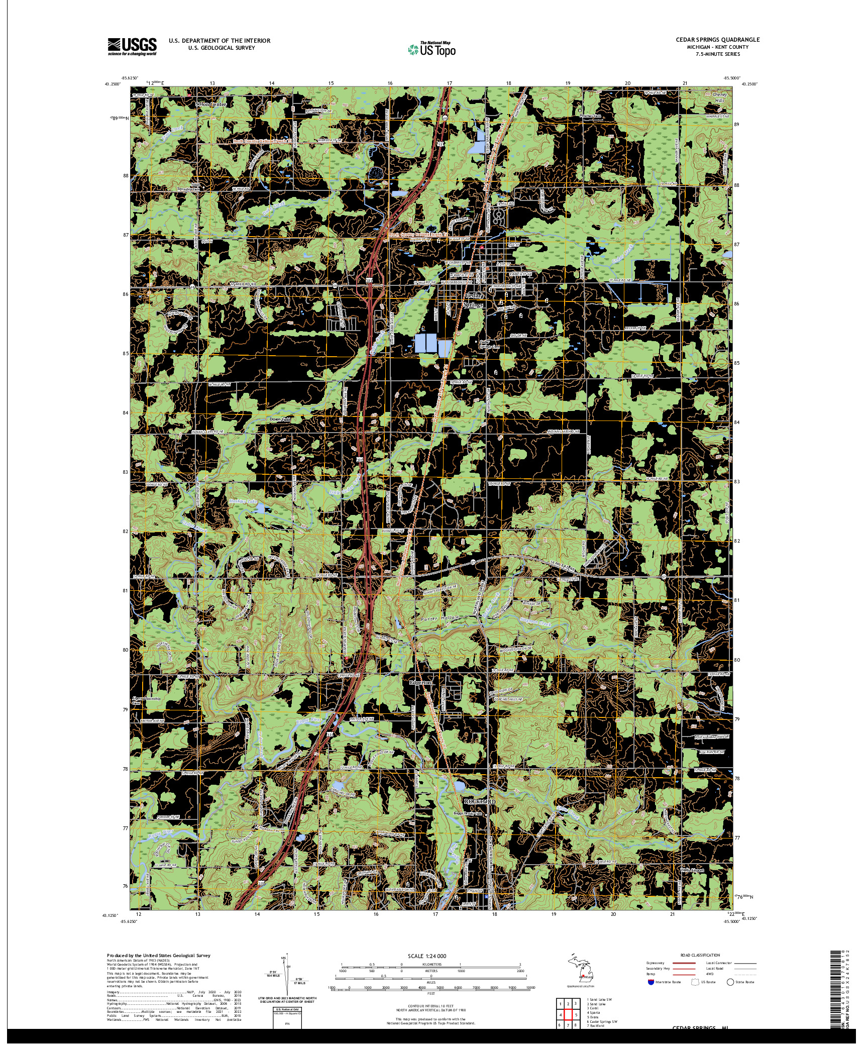 US TOPO 7.5-MINUTE MAP FOR CEDAR SPRINGS, MI