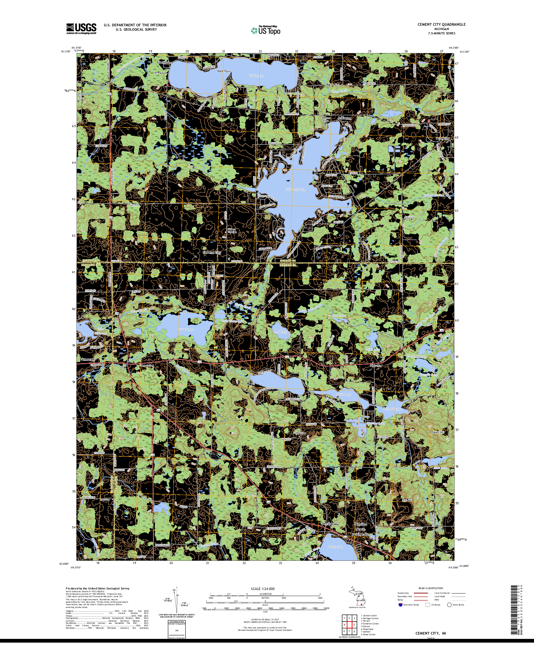 US TOPO 7.5-MINUTE MAP FOR CEMENT CITY, MI