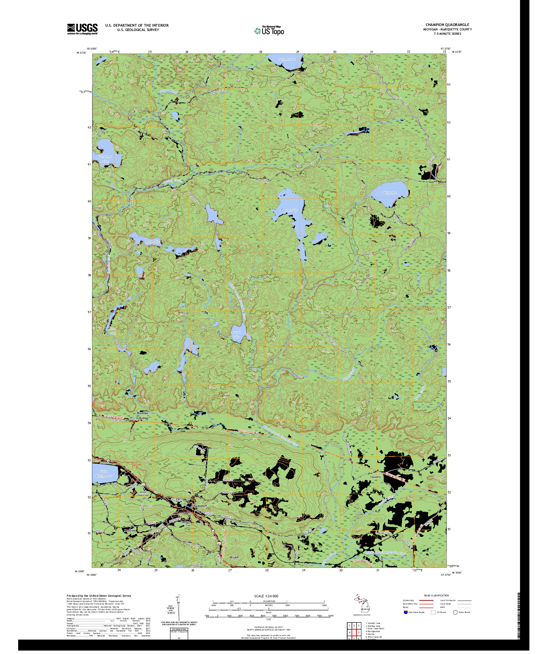 US TOPO 7.5-MINUTE MAP FOR CHAMPION, MI