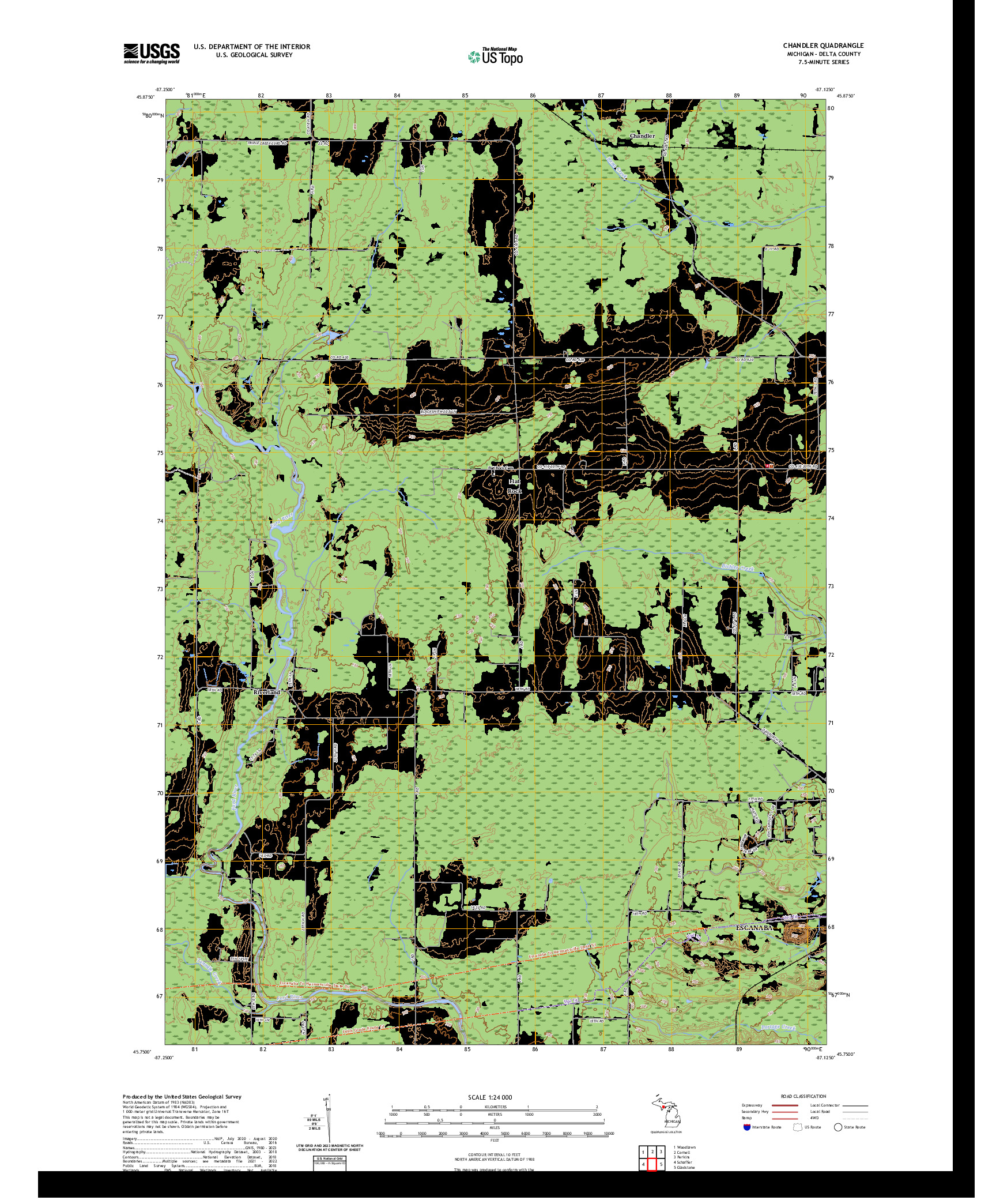 US TOPO 7.5-MINUTE MAP FOR CHANDLER, MI