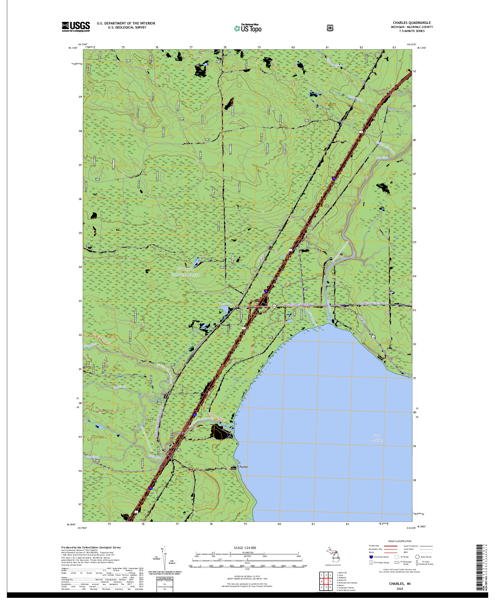 US TOPO 7.5-MINUTE MAP FOR CHARLES, MI