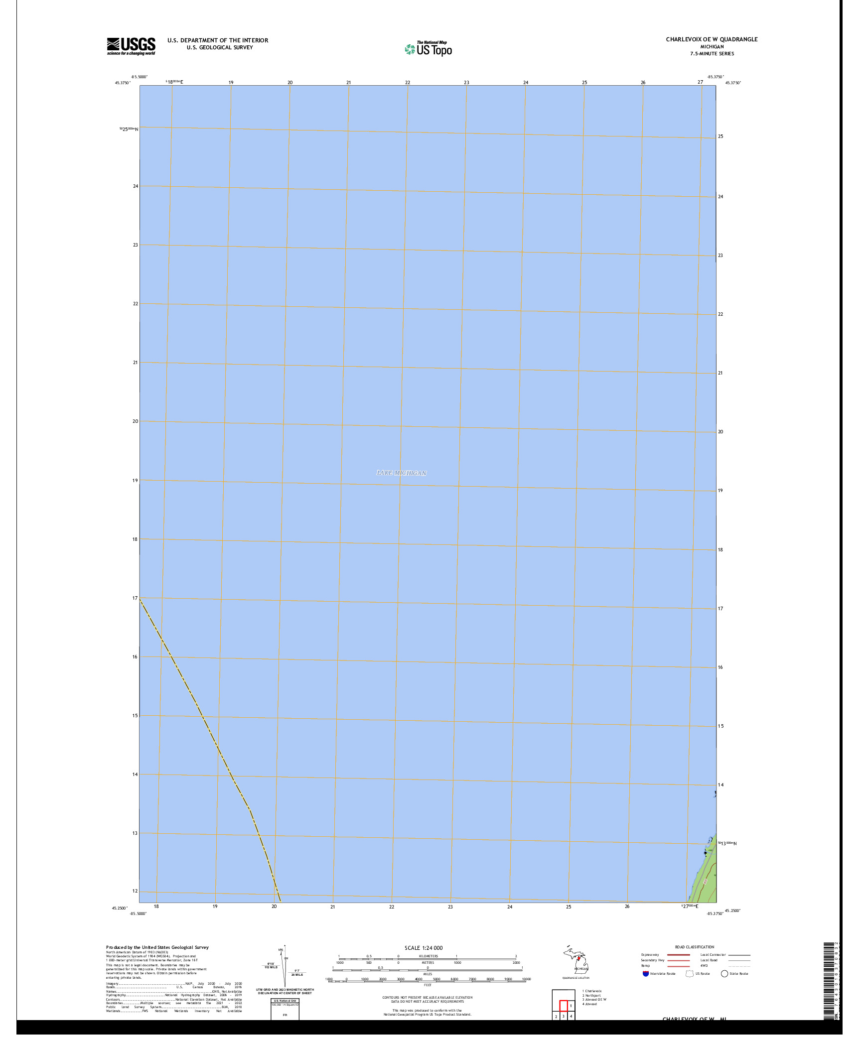 US TOPO 7.5-MINUTE MAP FOR CHARLEVOIX OE W, MI