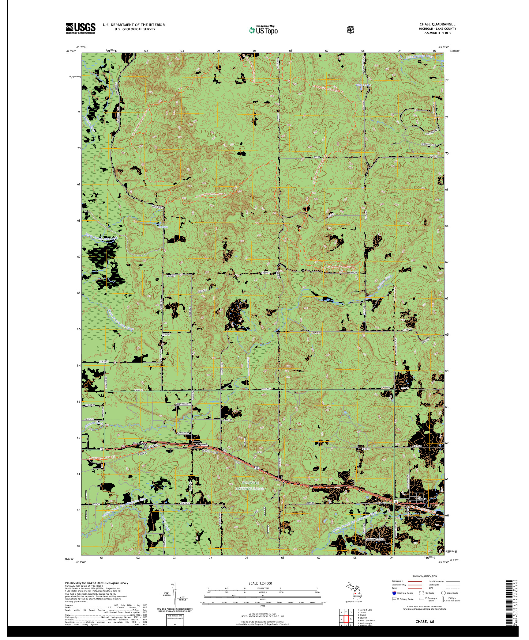 US TOPO 7.5-MINUTE MAP FOR CHASE, MI