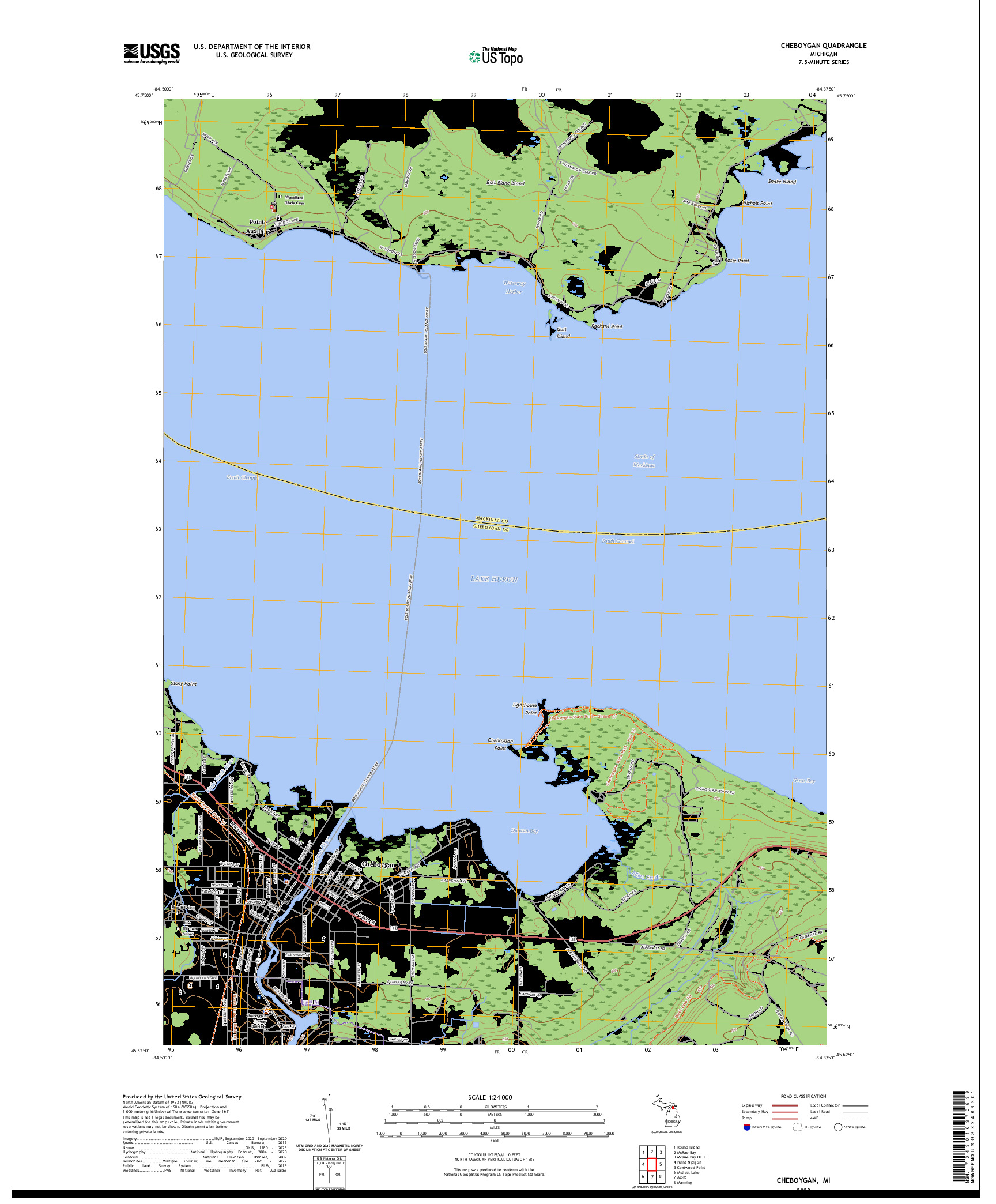 US TOPO 7.5-MINUTE MAP FOR CHEBOYGAN, MI