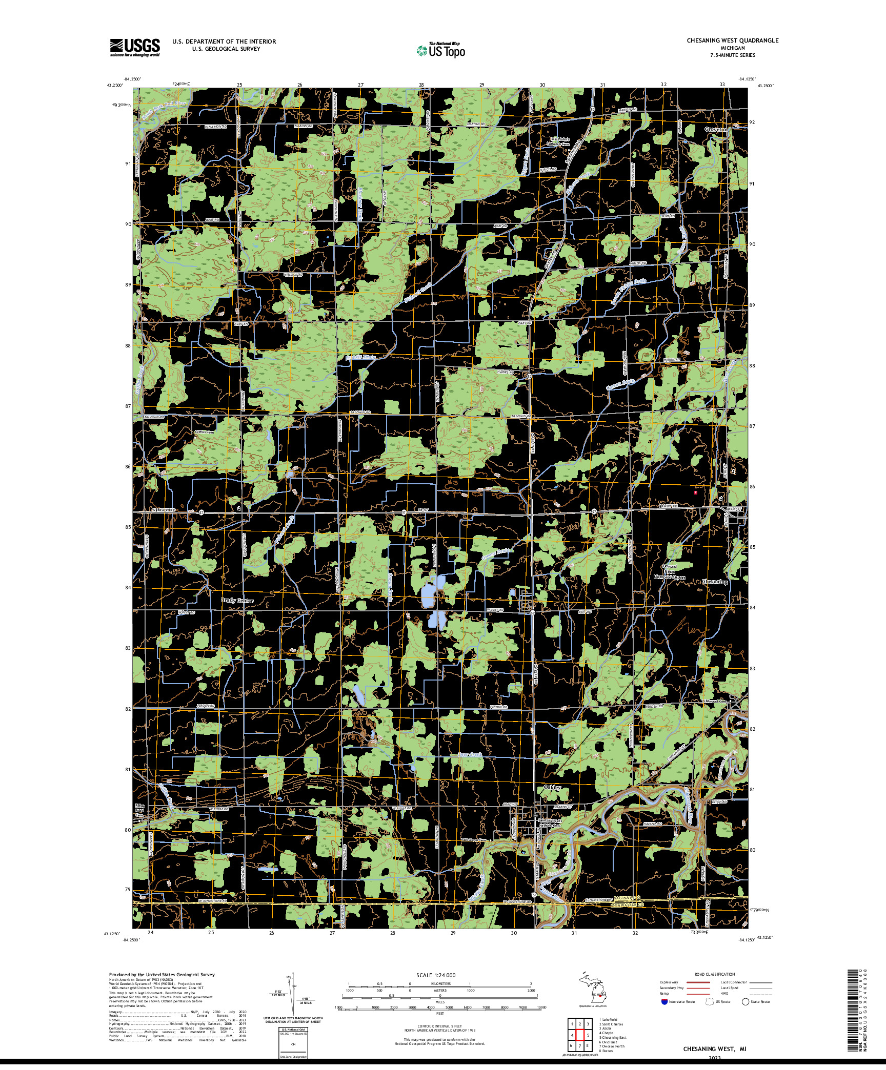 US TOPO 7.5-MINUTE MAP FOR CHESANING WEST, MI