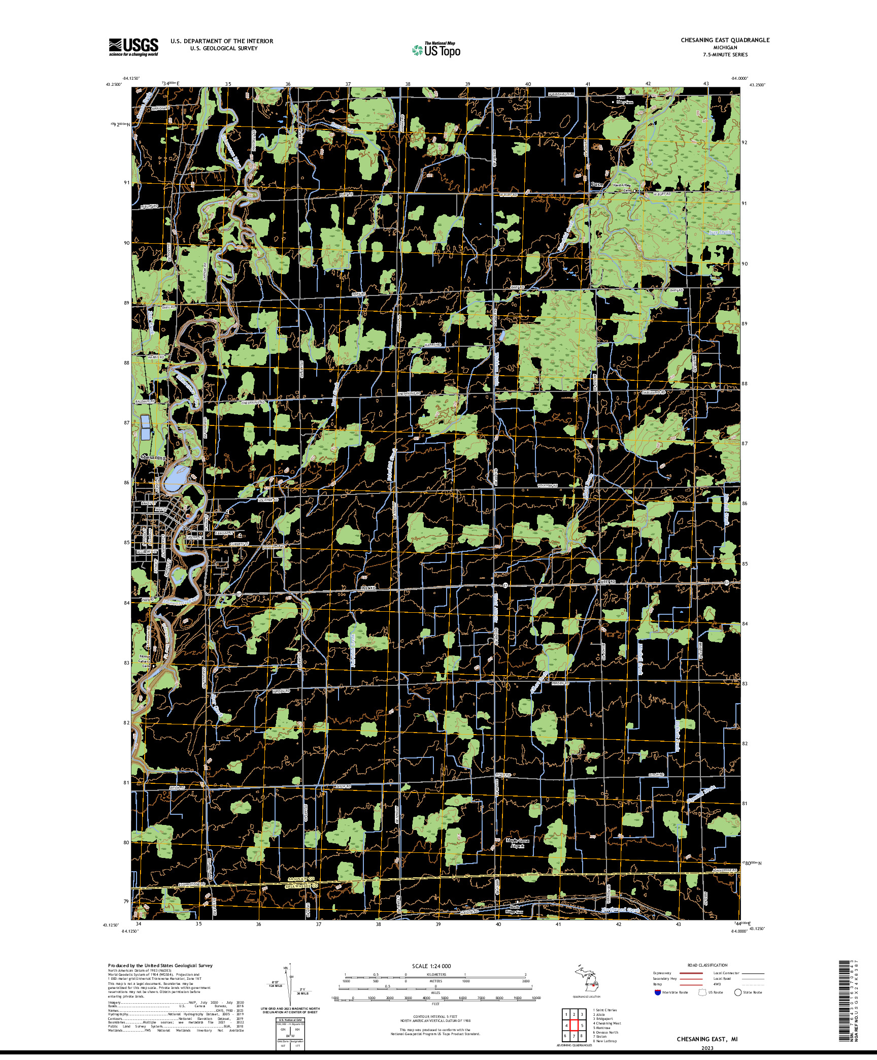 US TOPO 7.5-MINUTE MAP FOR CHESANING EAST, MI