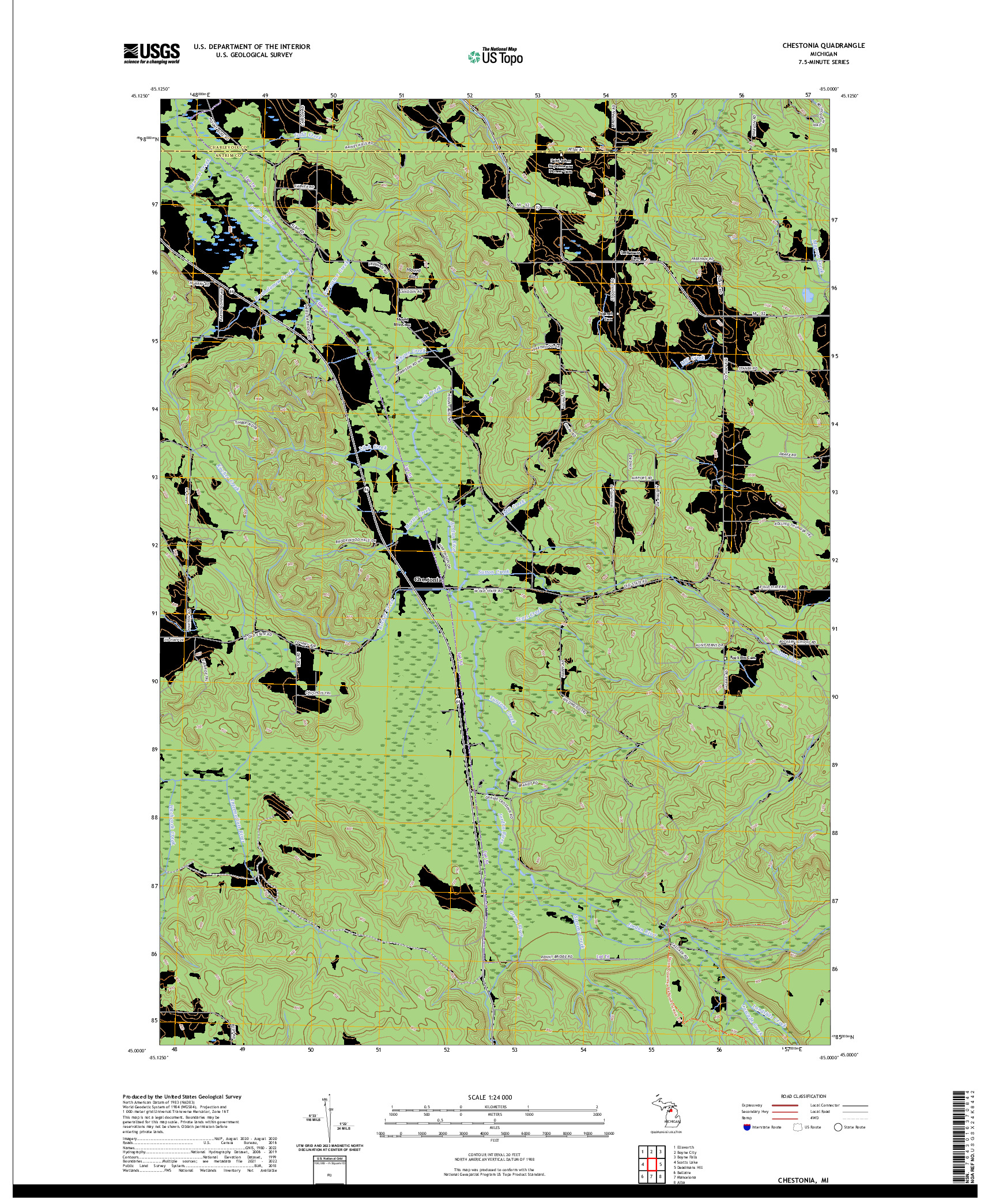 US TOPO 7.5-MINUTE MAP FOR CHESTONIA, MI