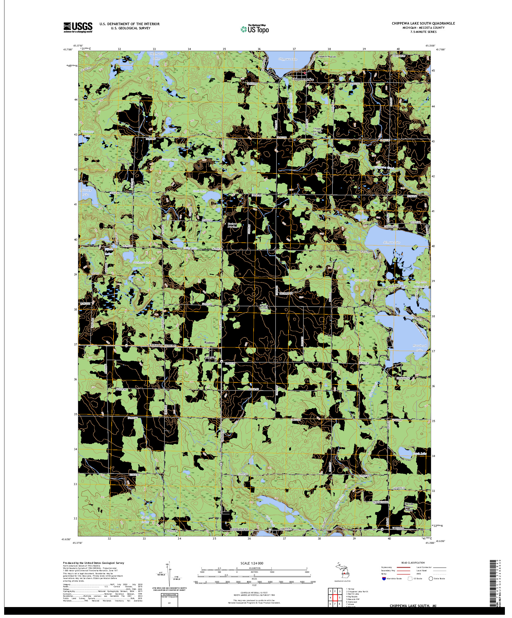 US TOPO 7.5-MINUTE MAP FOR CHIPPEWA LAKE SOUTH, MI