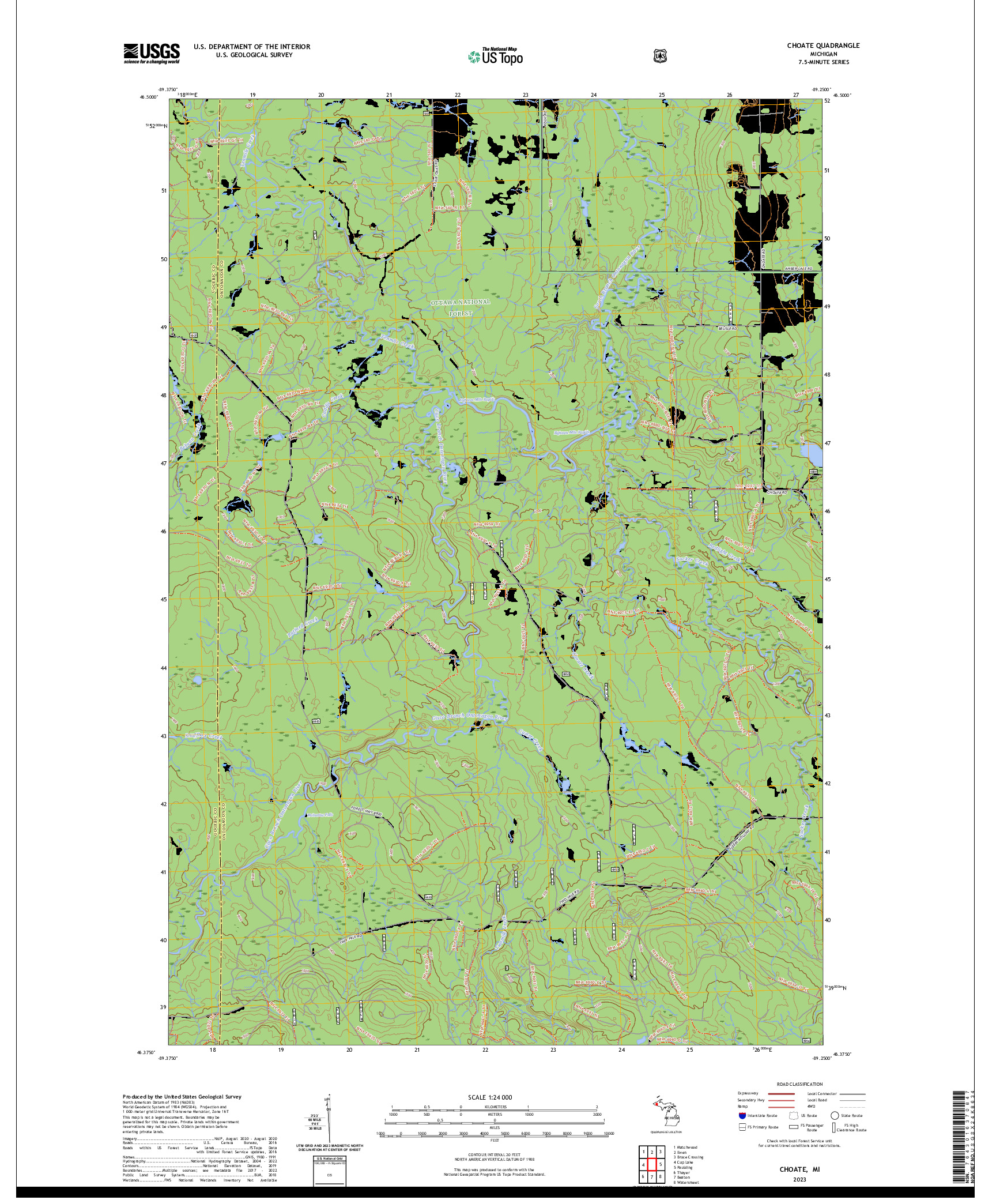 US TOPO 7.5-MINUTE MAP FOR CHOATE, MI