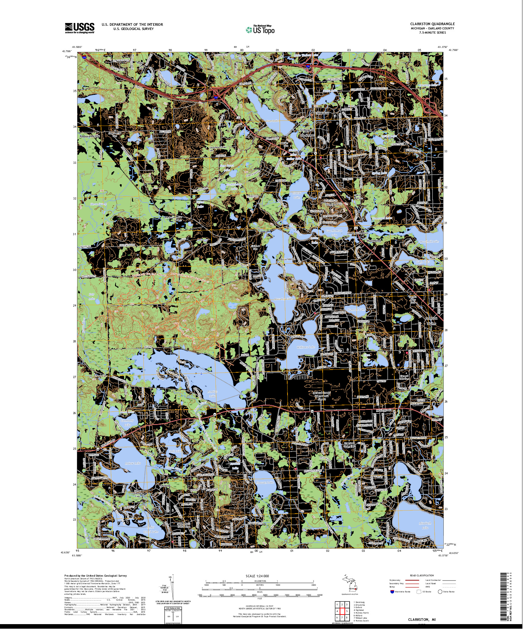 US TOPO 7.5-MINUTE MAP FOR CLARKSTON, MI