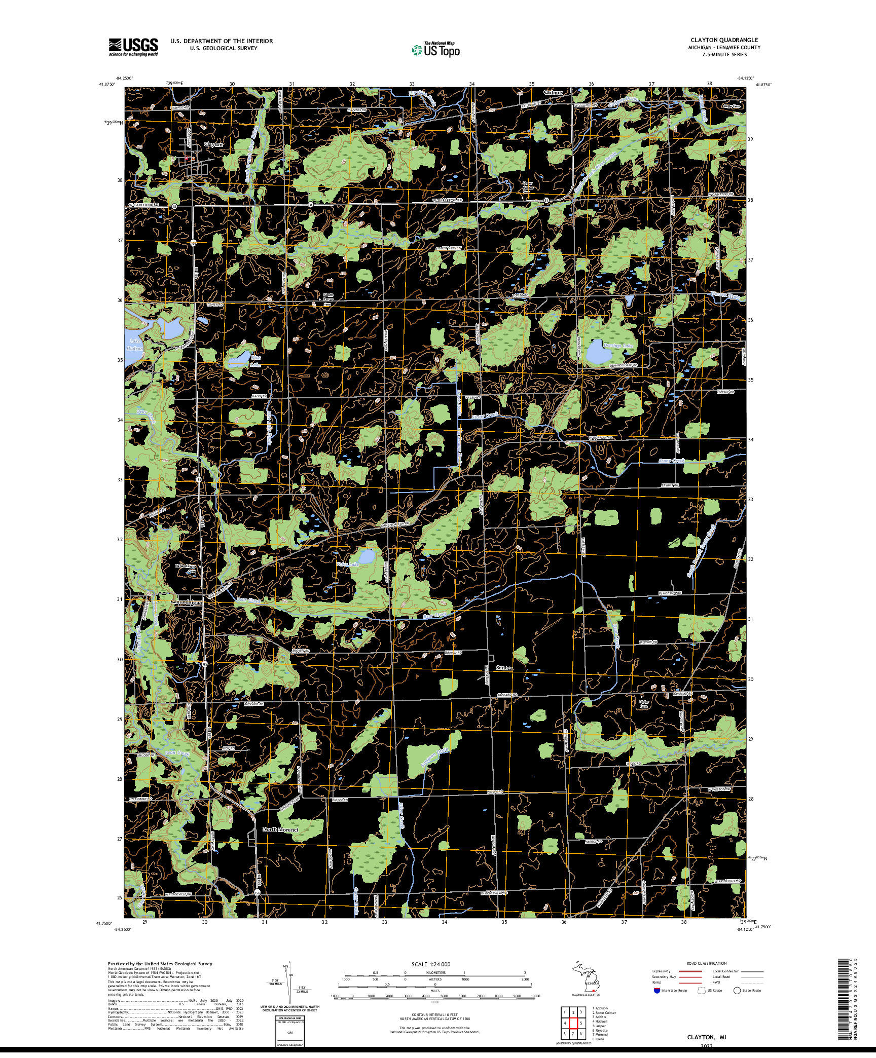 US TOPO 7.5-MINUTE MAP FOR CLAYTON, MI