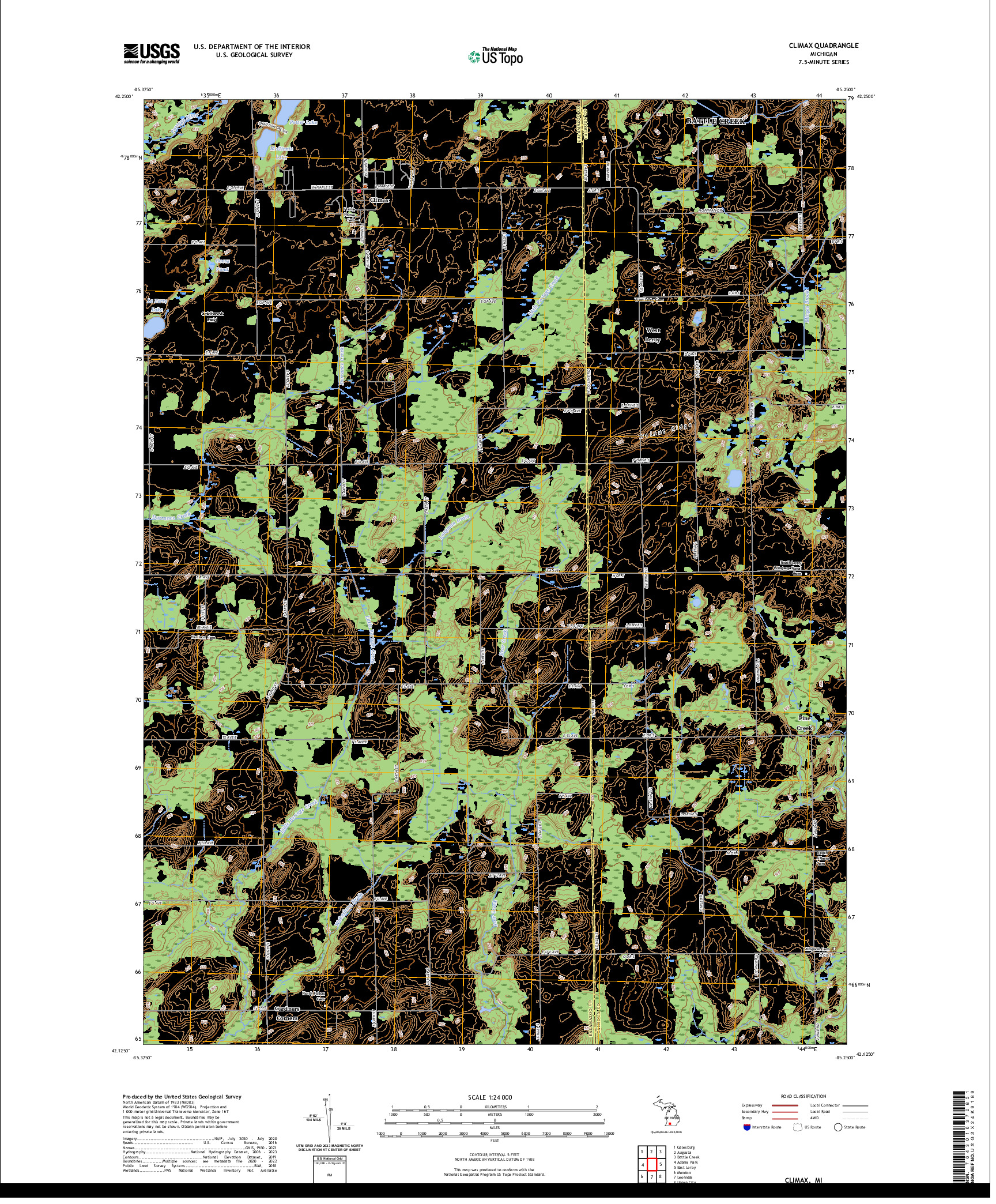 US TOPO 7.5-MINUTE MAP FOR CLIMAX, MI