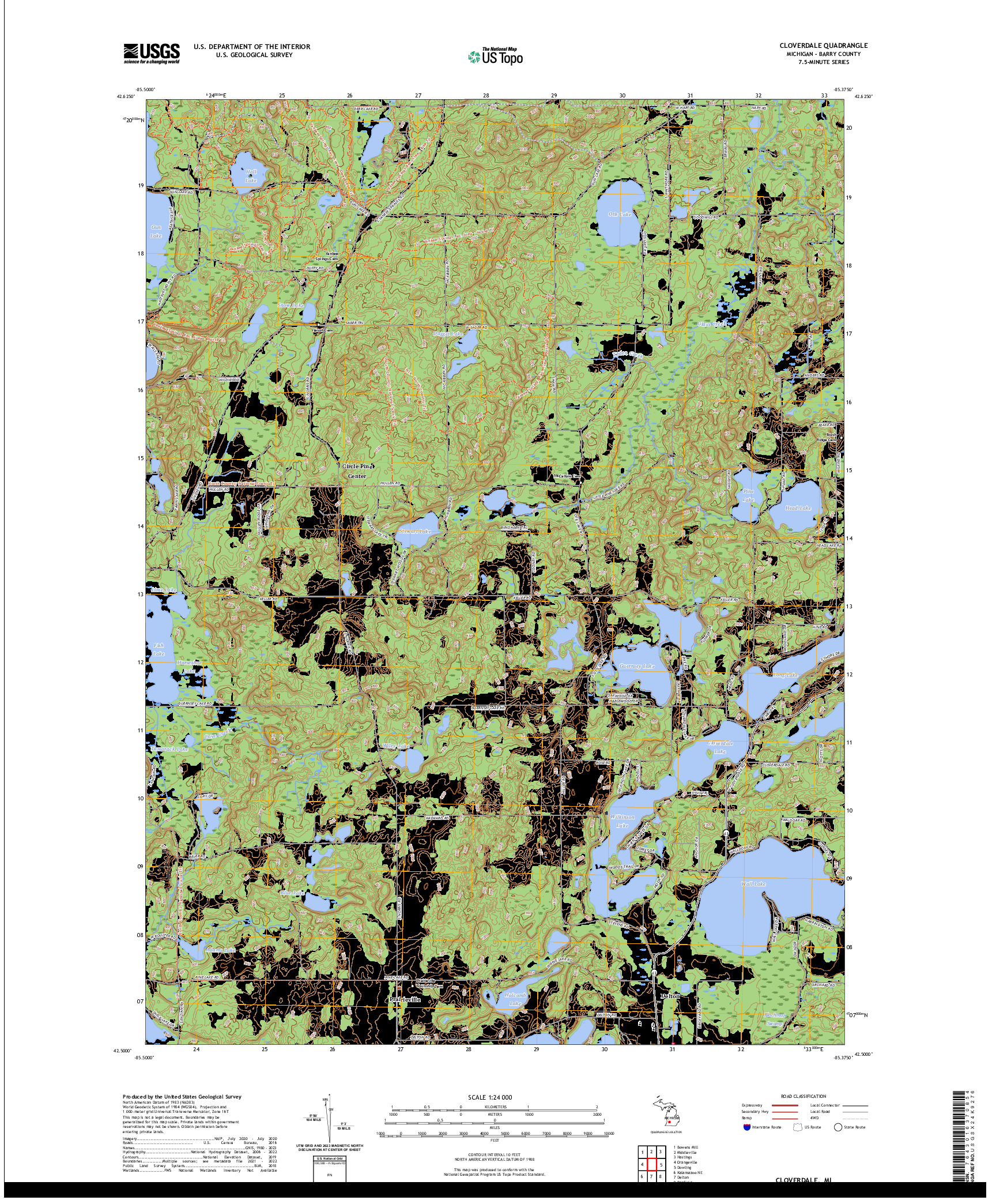 US TOPO 7.5-MINUTE MAP FOR CLOVERDALE, MI