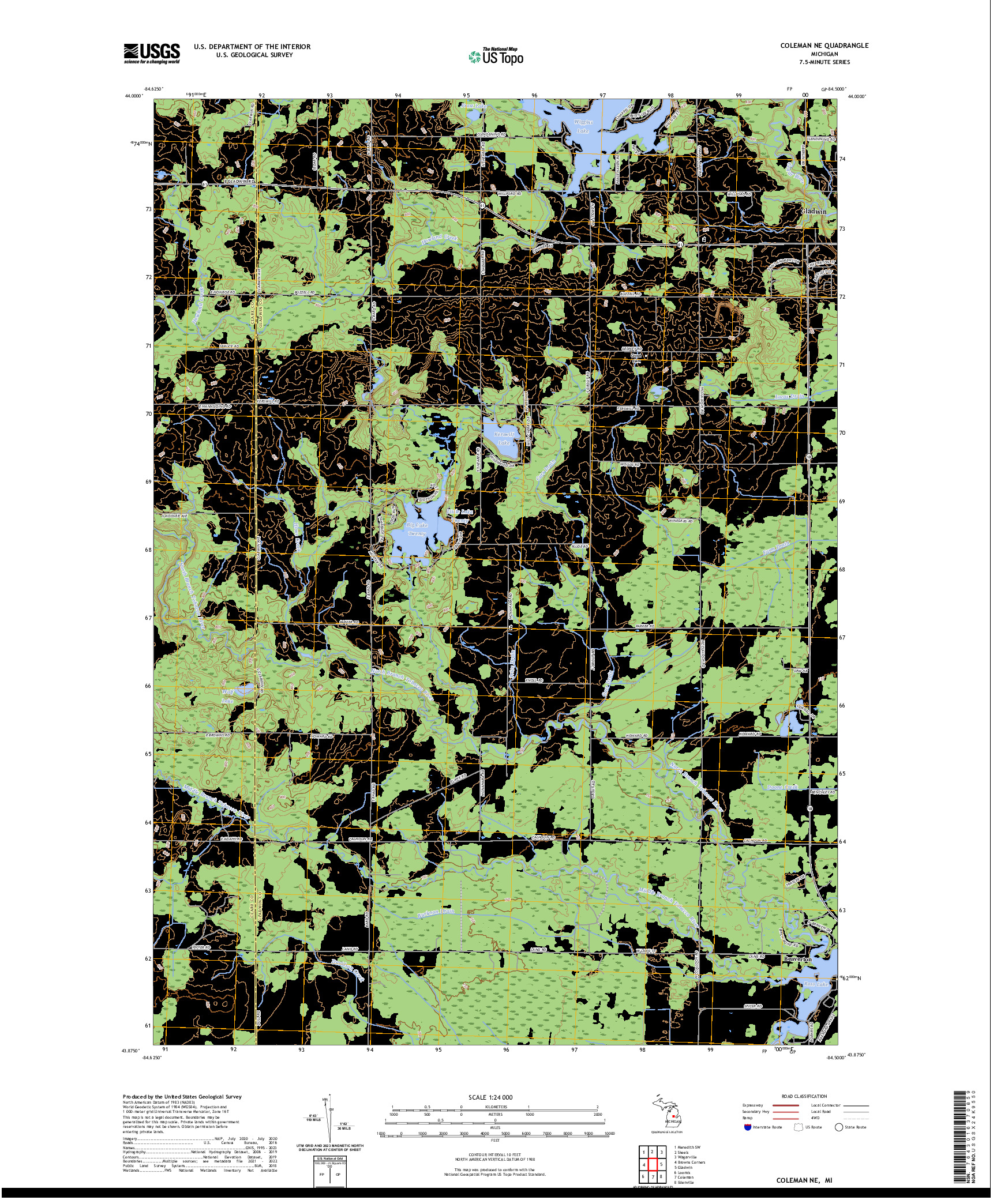 US TOPO 7.5-MINUTE MAP FOR COLEMAN NE, MI